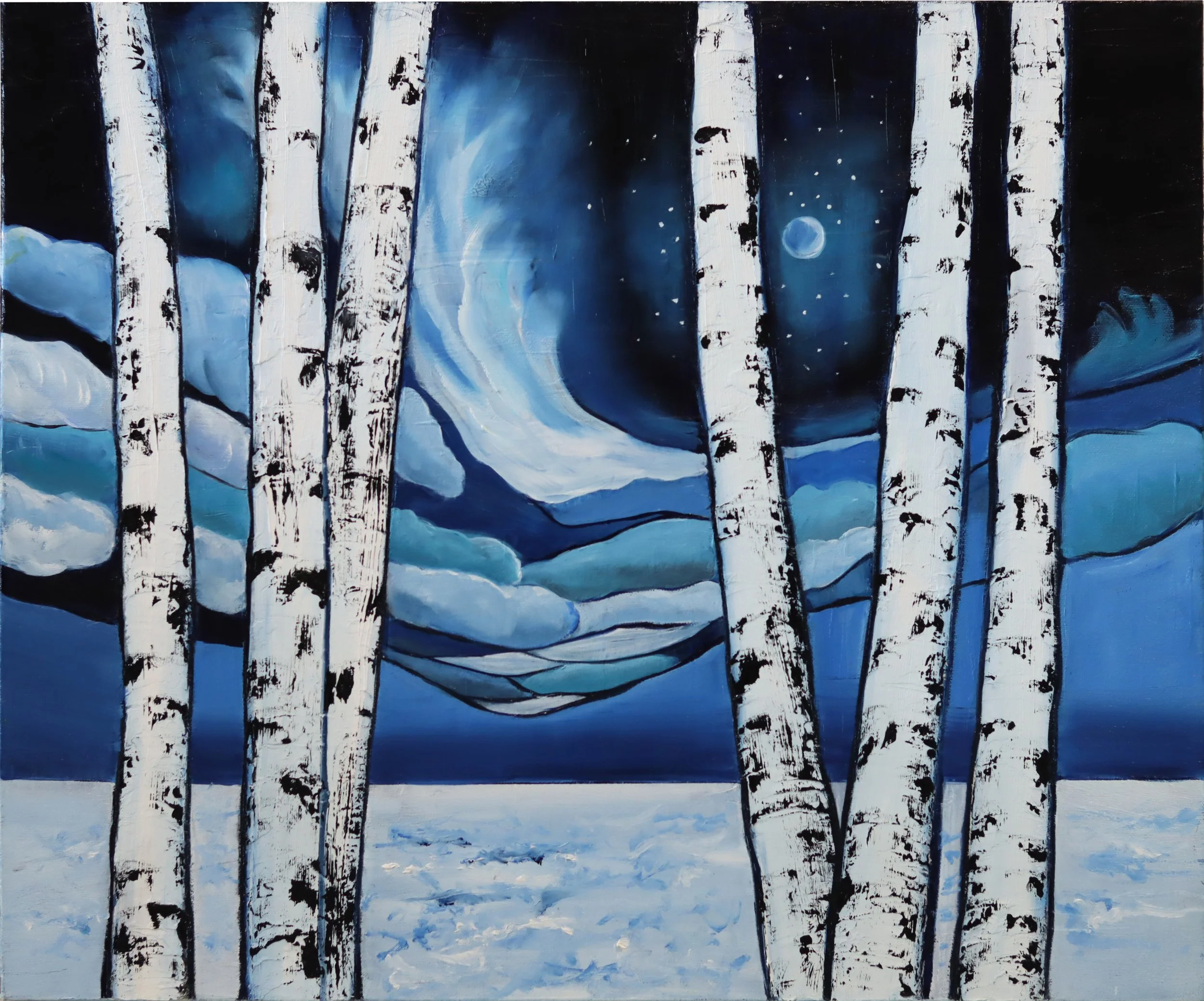 Jill Sapiente.
Frozen Birch, 2022
oil on canvas
24" x 20"
$725