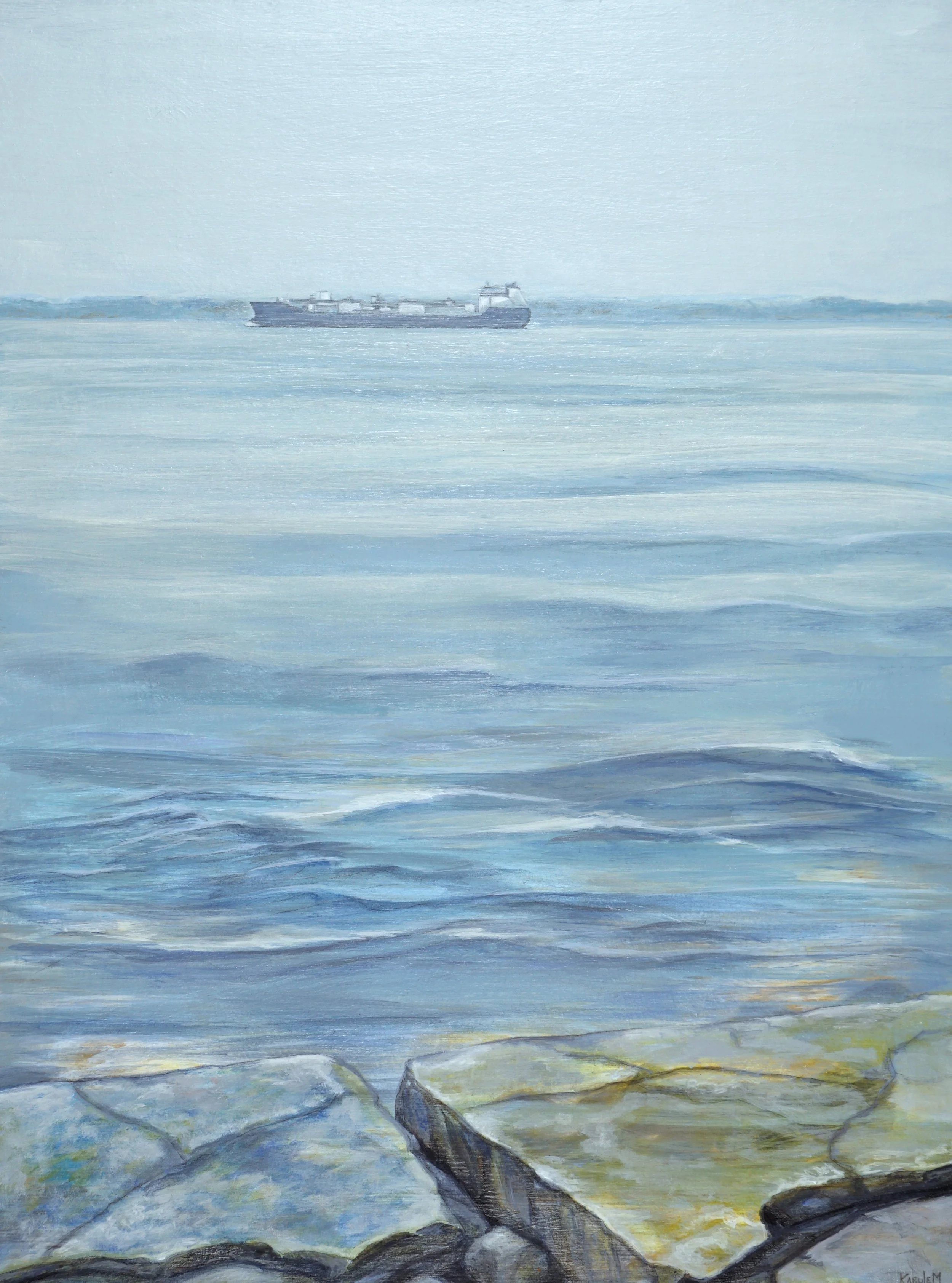 Karole Marois.
Spirit Ship, 2026
acrylic on birch panel
24" x 18"
$1,400