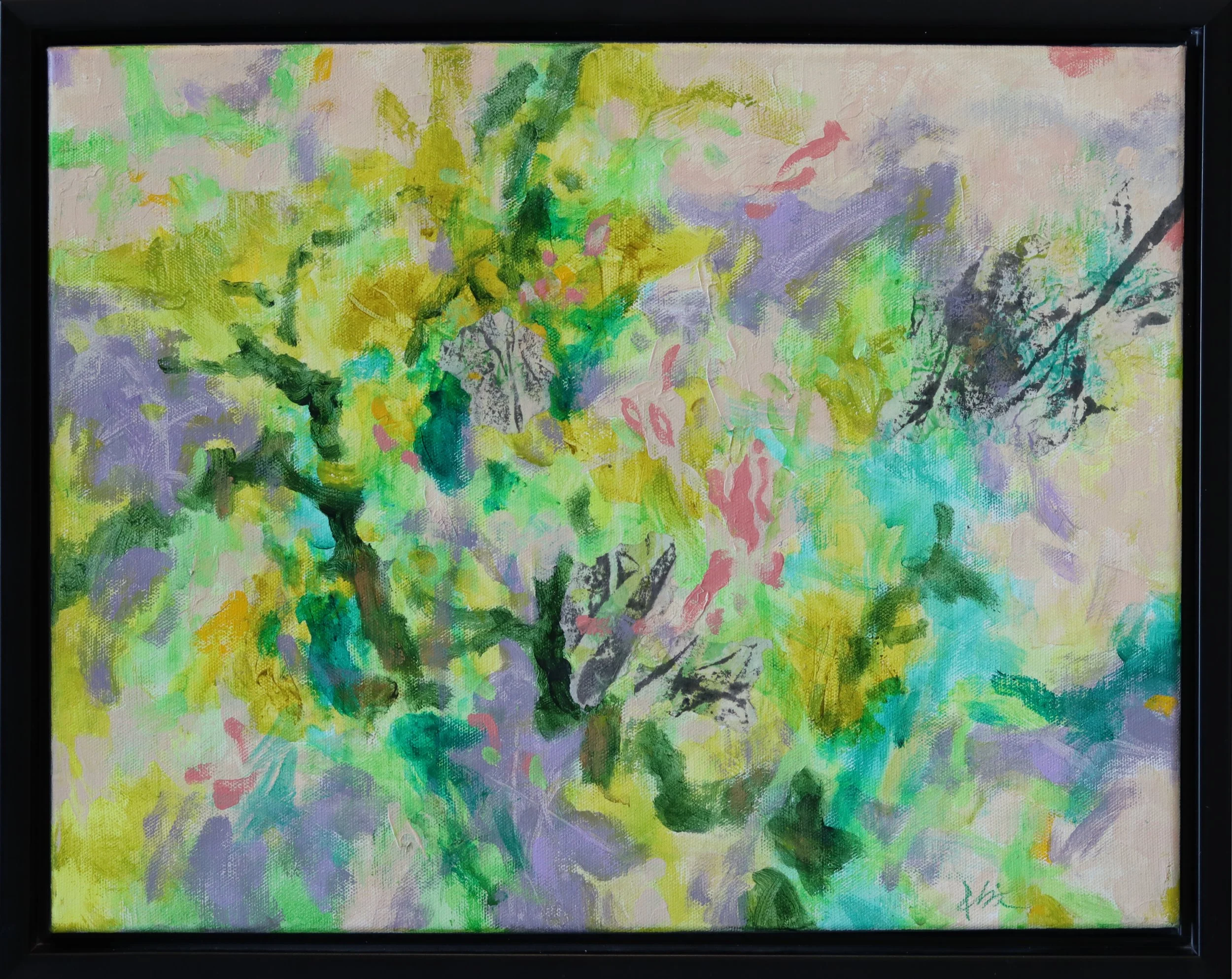 Simon Zhang.
Equinox #3, 2025
acrylic, ink and rice-paper on canvas
11" x 14"
$530