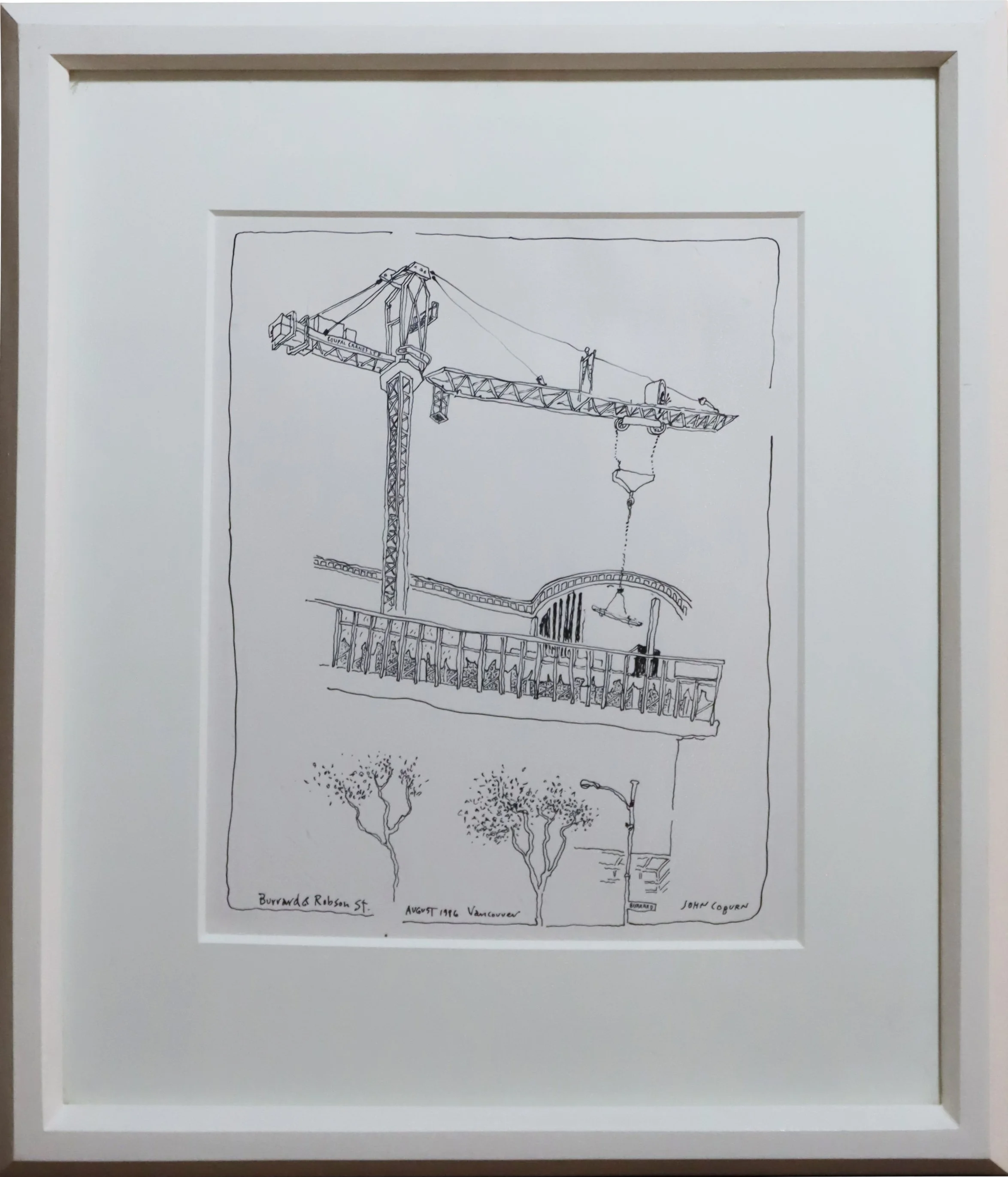 John Coburn.
Burrard & Robson St. Vancouver, August 1986 pen & ink