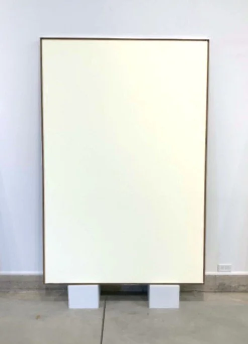 Ron Martin.
Crossing over to the promise land through Cashew #8, Aug. 1993 
Drywall mounted on 1/2" Birch Plywood Inset Liner and Aluminum Frame 
48" x 72"