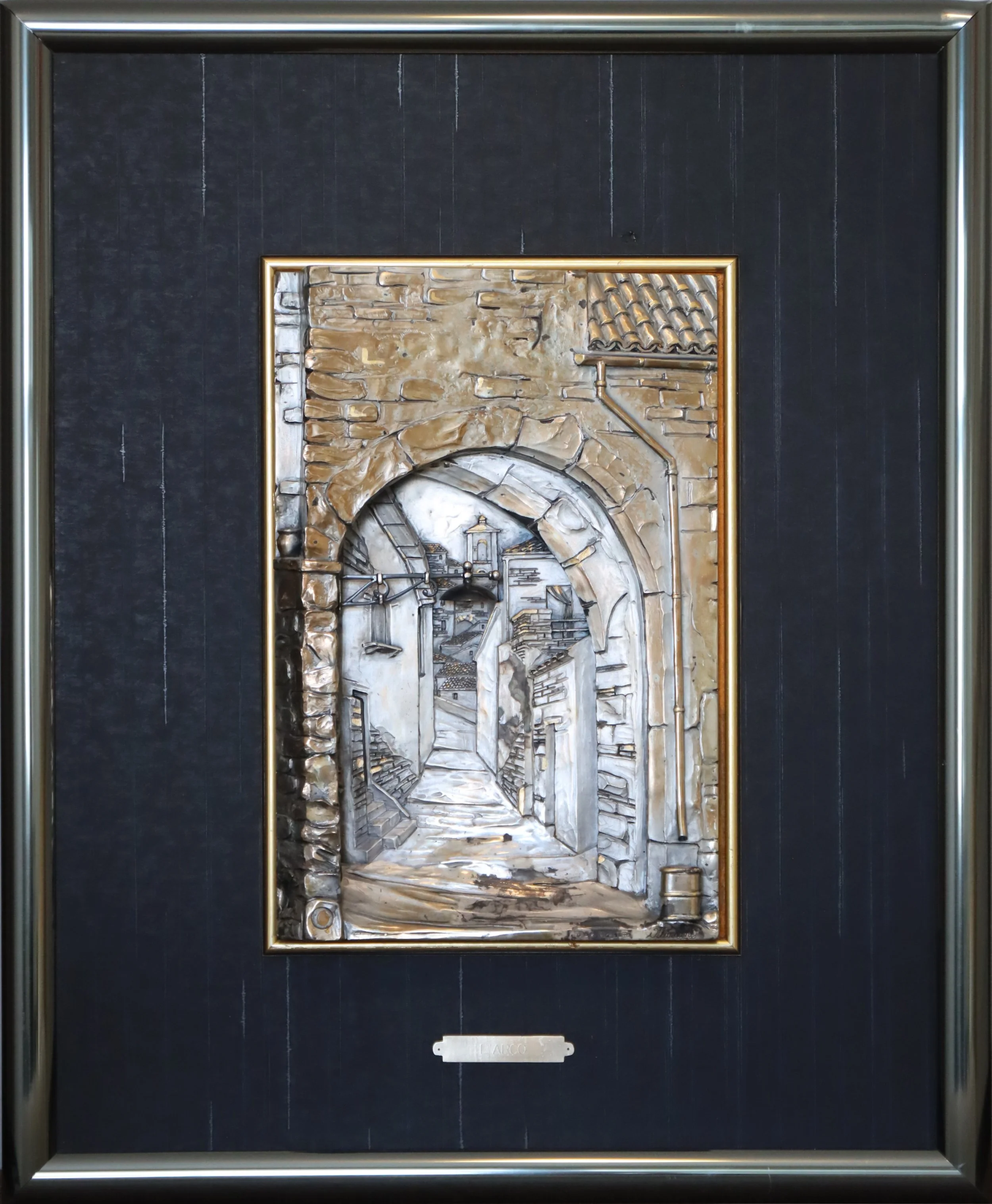 Ottaviani.
L'Arco, n.d.
Silver metal relief painting
22.5" x 18.25"