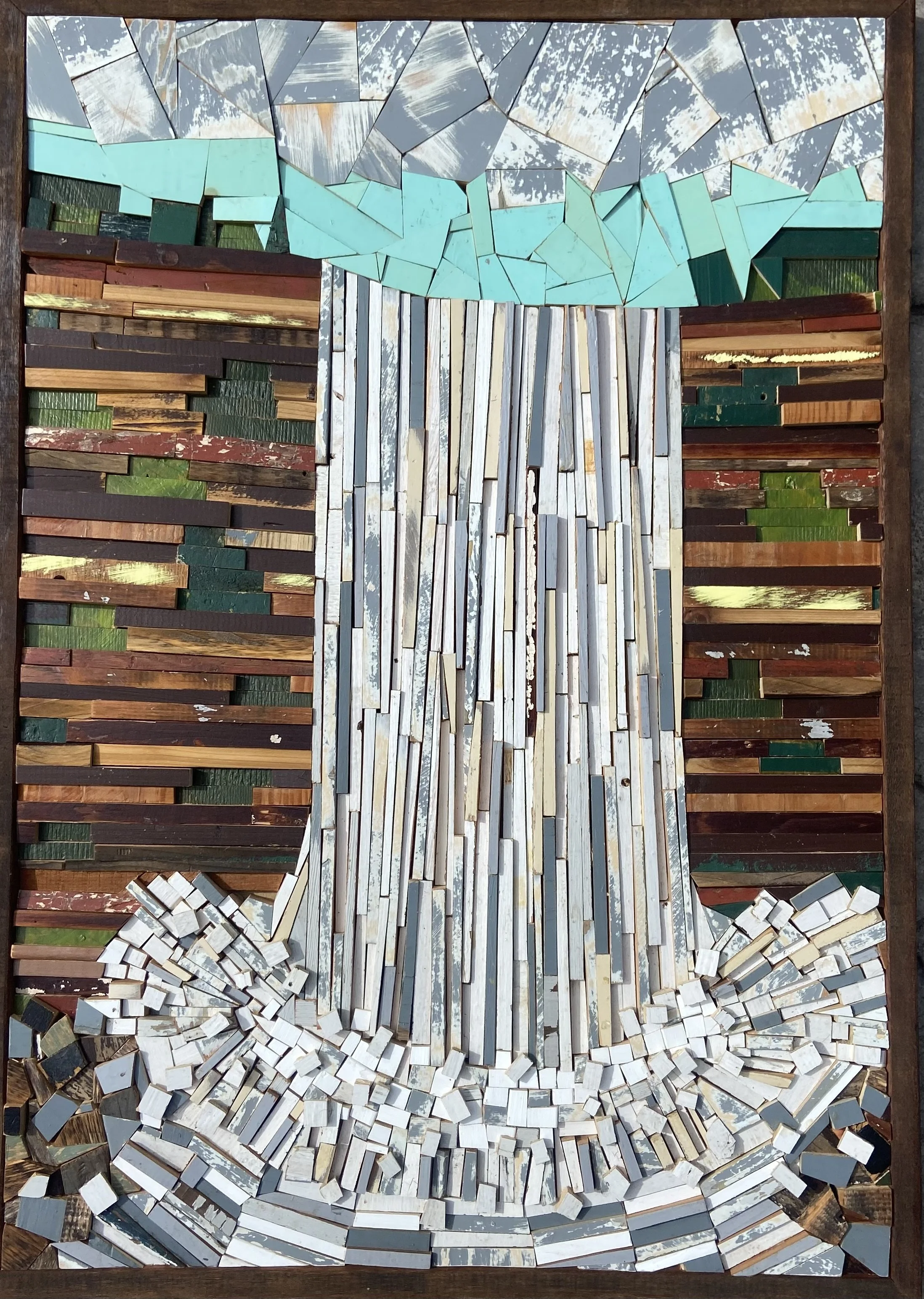 Robert Royal.
Waterfall, 2026
reclaimed wood
22" x 31"
$800