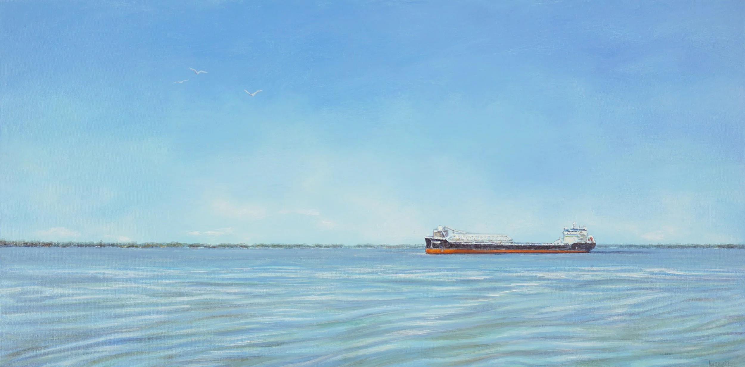 Karole Marois.
A New Ship in Town, 2026
acrylic on canvas
18" x 36" 
$1,900