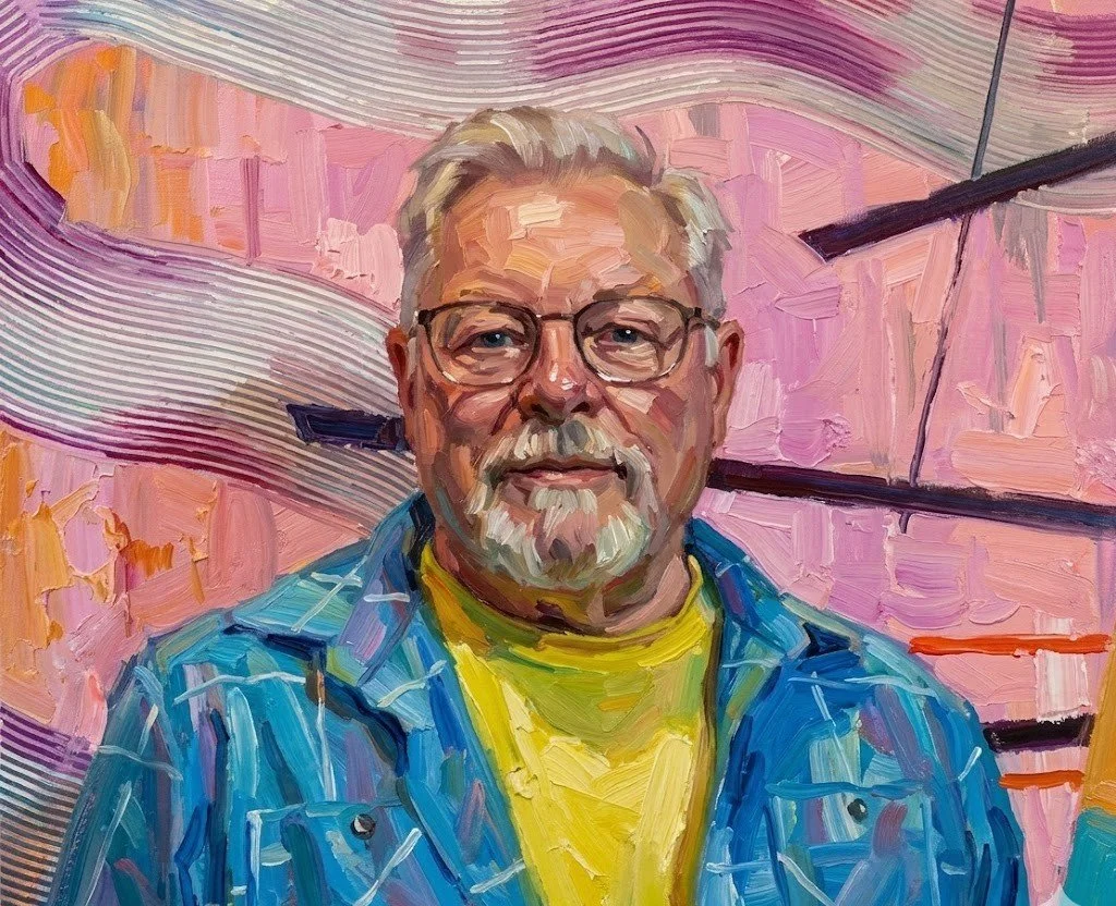 Artistic rending of Canadian Abstract artist Paul Sloggett born in Campbellford Ontario