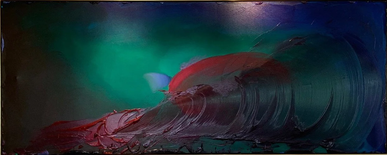 Canadian Abstract painter Joseph Drapell. Far Greater Than Presence, 1990 acrylic on canvas 38" x 93"