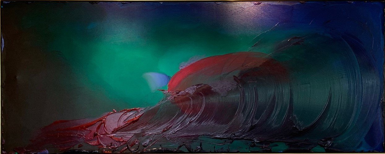 Joseph Drapell.
Far Greater Than Presence, 1990
acrylic on canvas
38" x 93"
POR