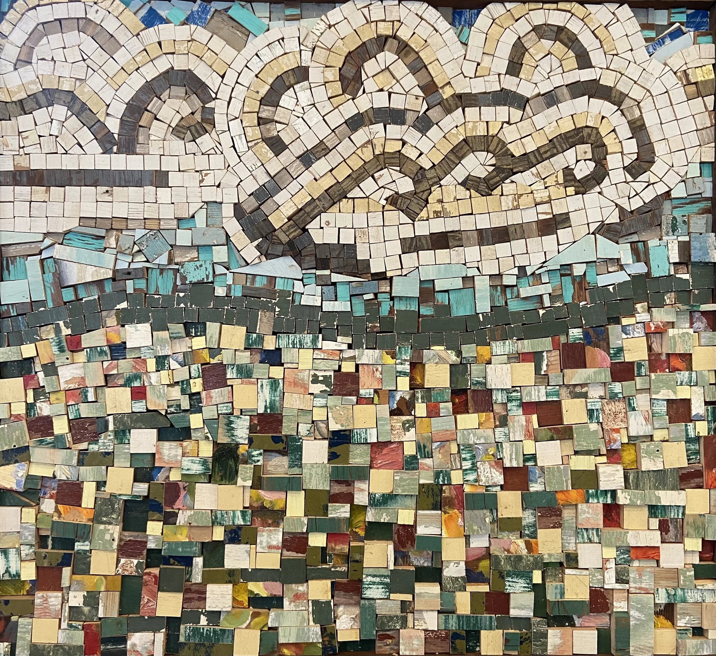 Robert Royal.
Spring Flowering Meadow, 2026
reclaimed wood
30" x 28" 
$850