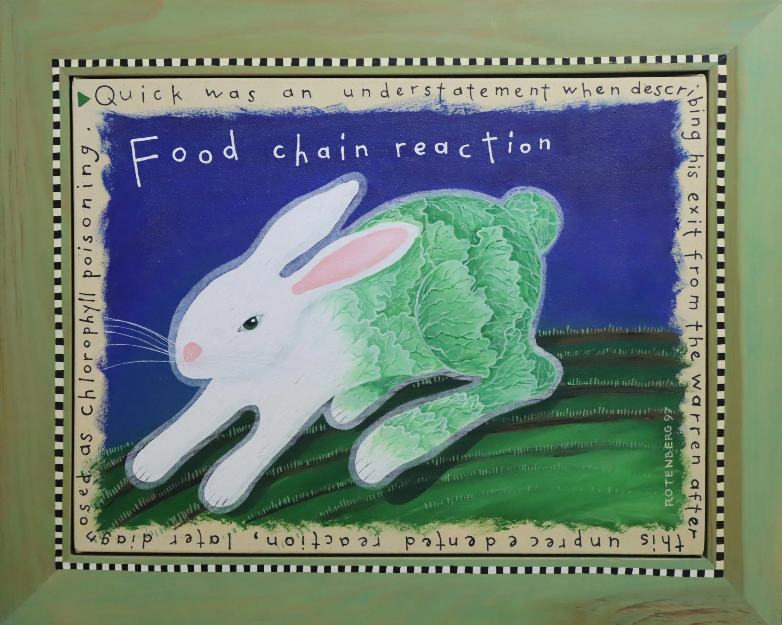 Lisa Rotenberg.
Food Chain Reaction, 1997
acrylic on canvas
18" x 24"