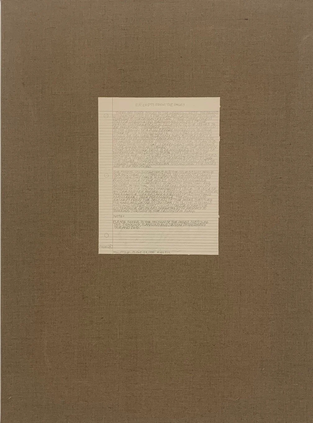 Ron Martin.
Page 3, Exerpts From The Pages
Oct. 25, 1999 4:48 p.m.
Collage on linen
30" x 22"
POR