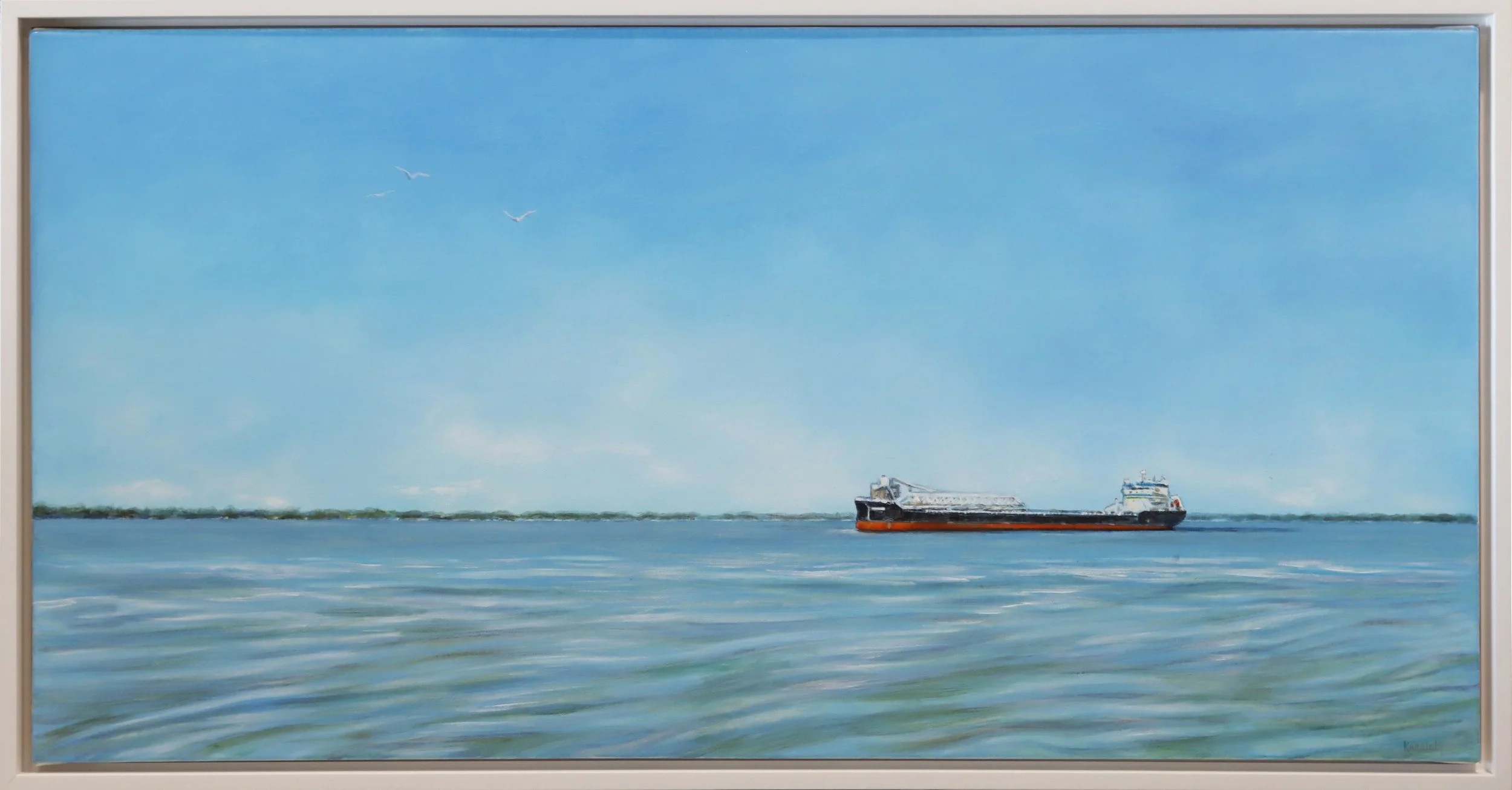 Karole Marois.
A New Ship in Town, 2026
acrylic on canvas
18" x 36" 
$1,900