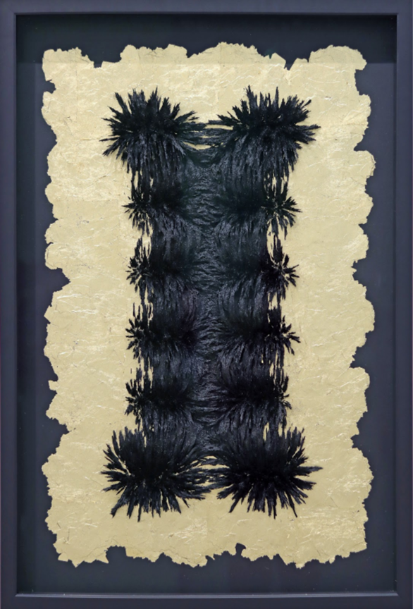 Alex Chorny.
Untitled, 2024 (24-024) 
magnetized mixed media and mica on wood panel
37" x 25" 
$3,200