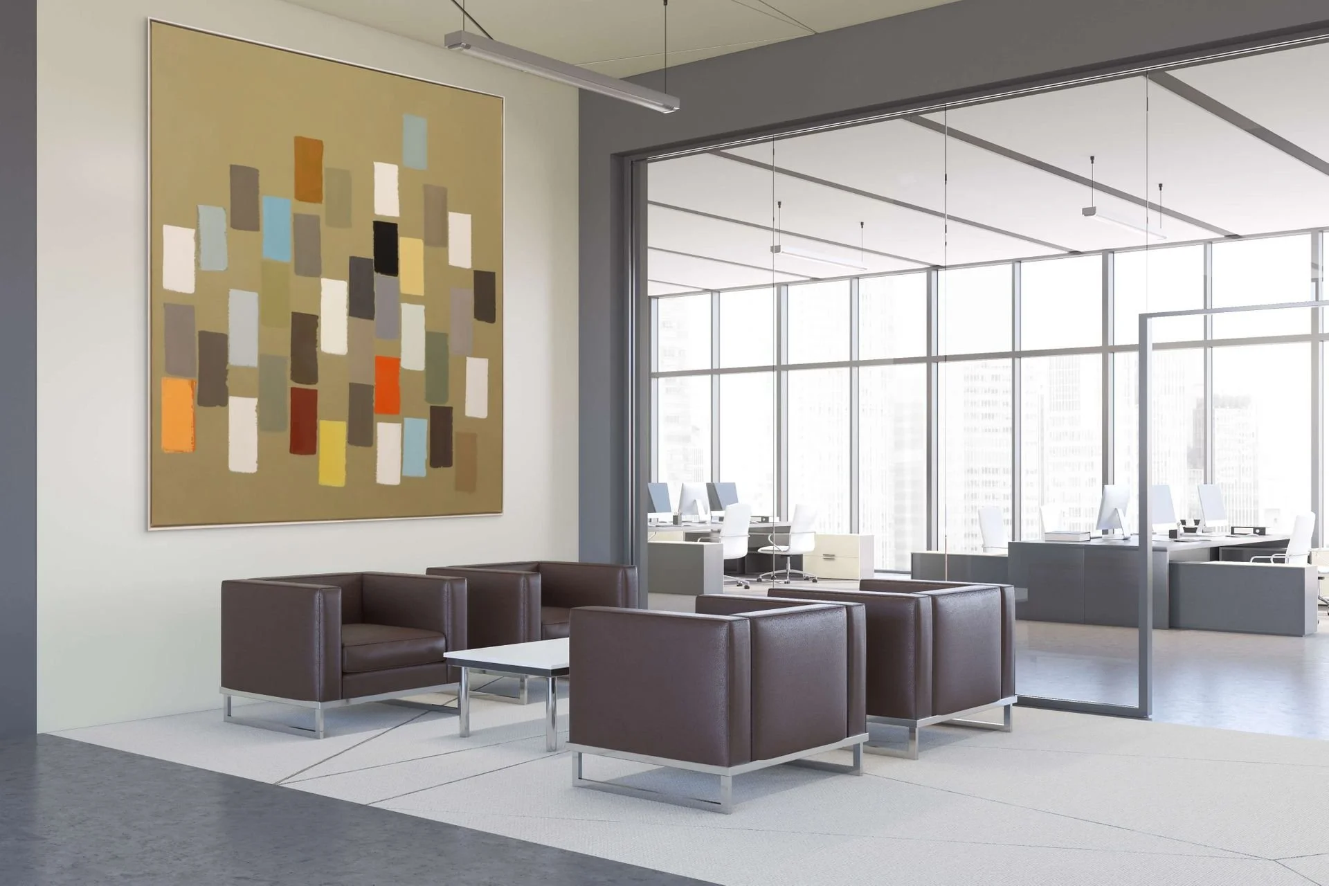 Canadian Abstract artist Michael Adamson art on Office Wall