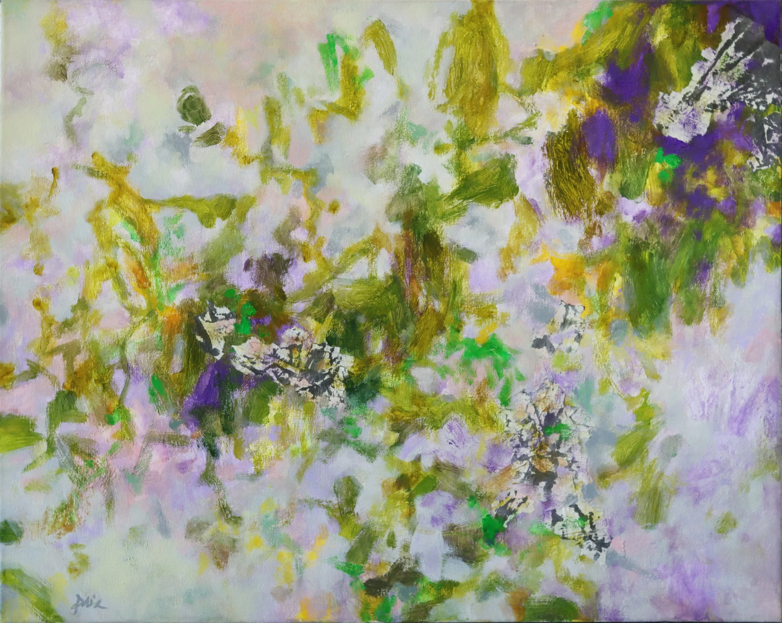Simon Zhang.
Equinox #1, 2020
acrylic, ink and rice-paper on canvas
24" x 30"
$1,290