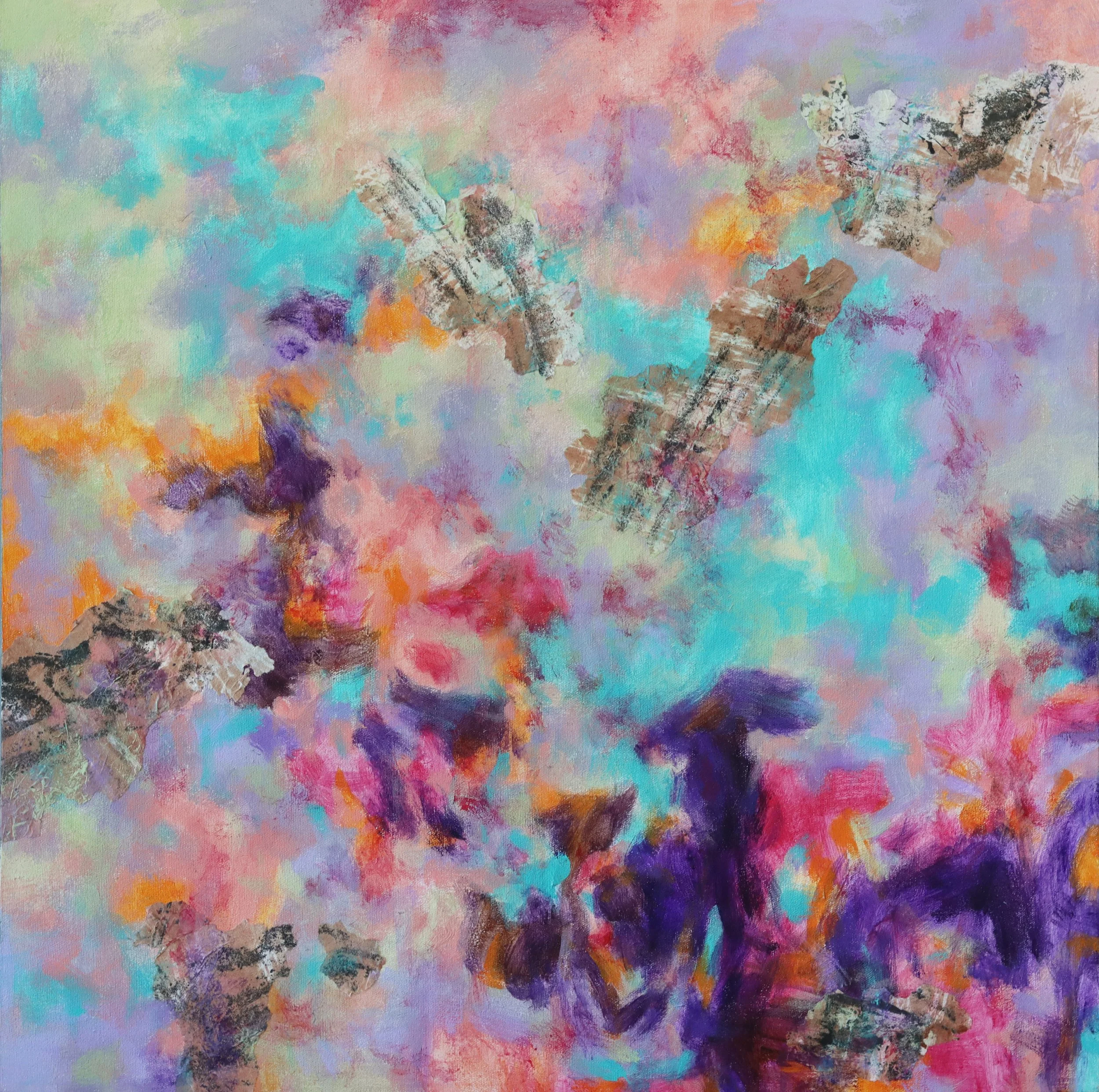 Simon Zhang.
Enchanted #1, 2025
acrylic, ink and rice-paper on canvas
24" x 24"
$1,050