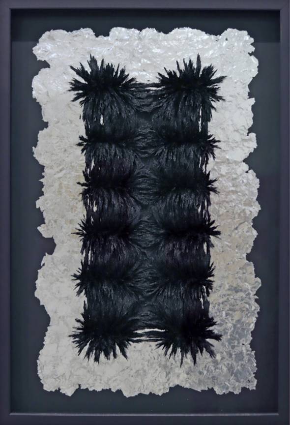 Alex Chorny.
Untitled, 2024 (24-023)
magnetized mixed media on mica on wood panel
37" x 25"
$3,200
