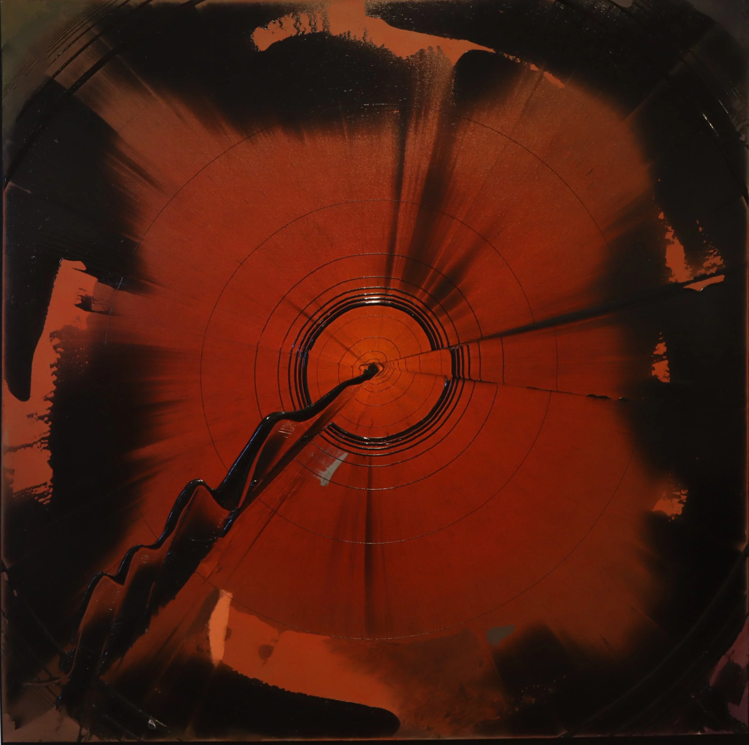 Large acrylic painting by Canadian Abstract painter Joseph Drapell entitled French Revolution painted in 1984 measuring 95" x 95"