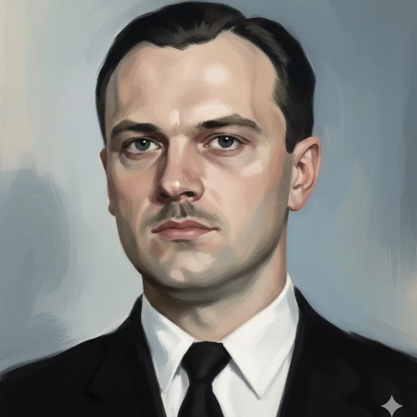 Artistic rendering of Canadian Abstract artist Ray Mead of Painters Eleven