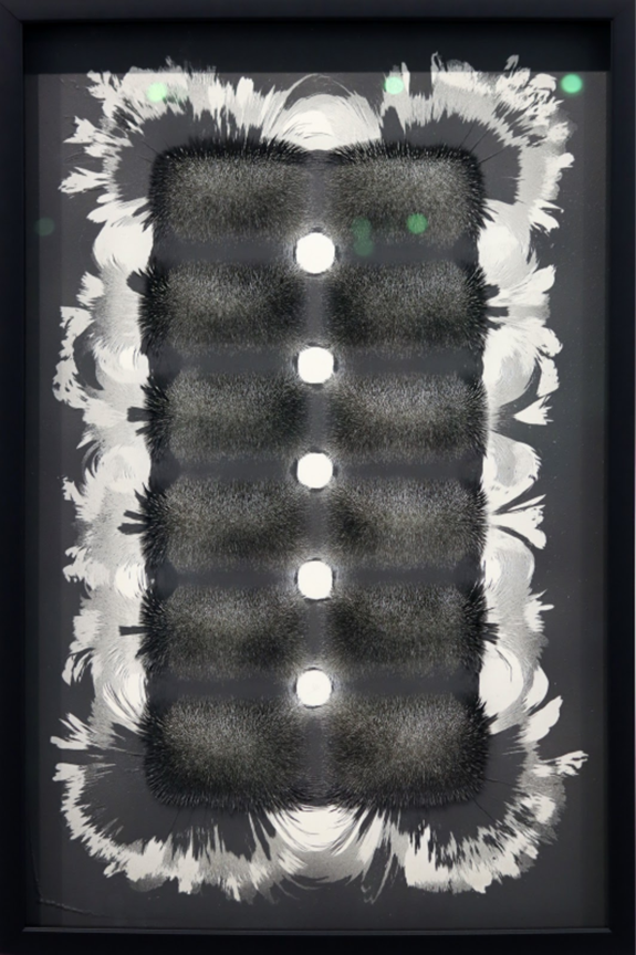Alex Chorny.
Untitled, 2024 (24-020)
magnetized iron powder on painted wood panel
35.5" x 23.5"
$2,600
