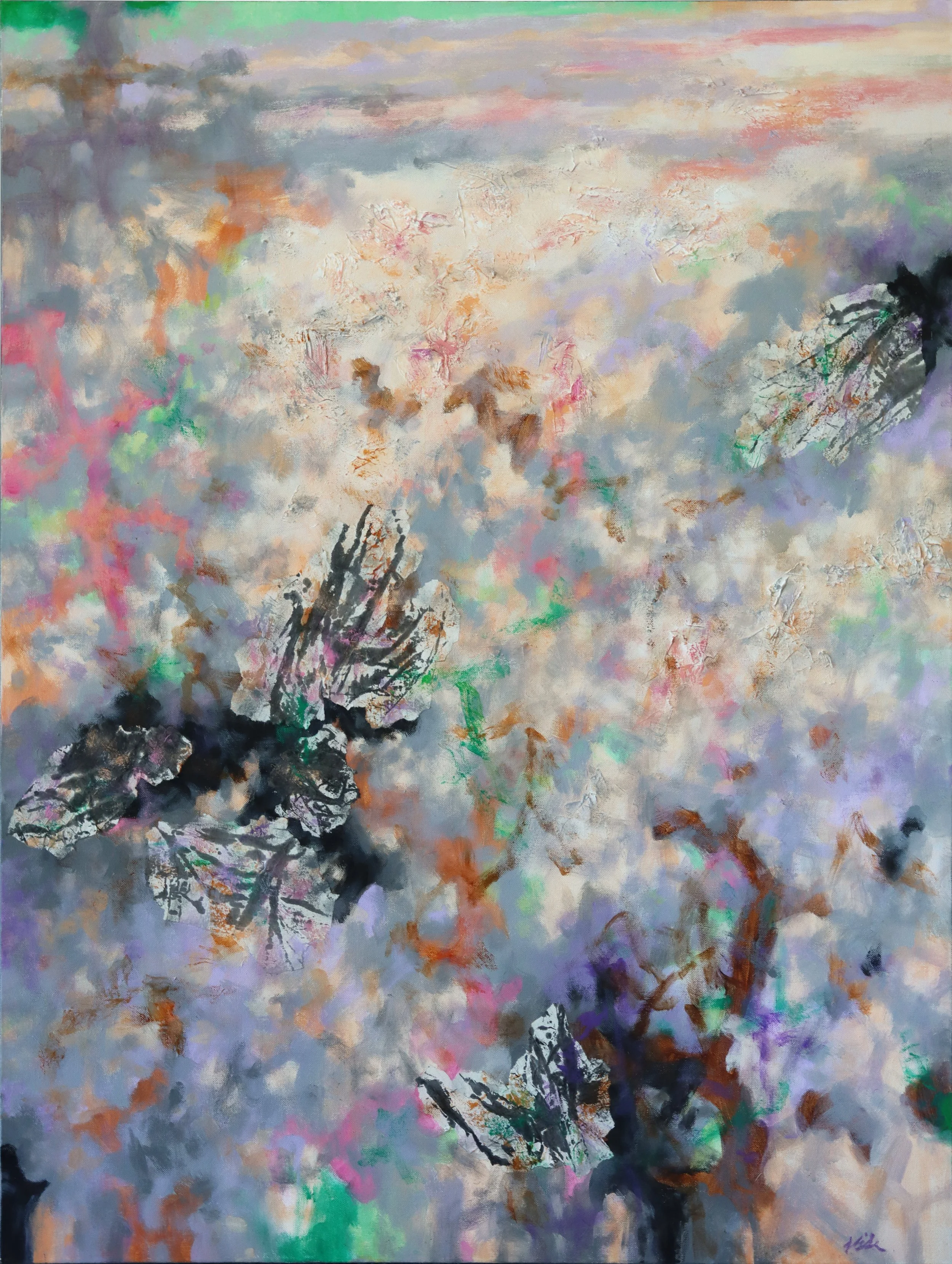 Simon Zhang.
Great Lake Legends #2, 2023
acrylic, ink and rice-paper on canvas
48" x 36"
$2,800