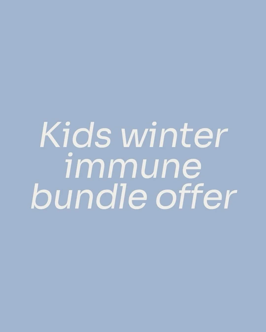 We&rsquo;ve put together a targeted kids immune package to support them through the winter months. 

For $220, this includes: &bull; 20 min acute consult with Renee (to cover prescribing, allergies + correct dosing) &bull; 200ml personalised herbal g