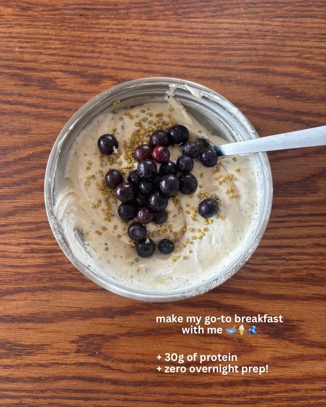 Current hyperfixation breakfast. Really easy one for busy mums in the thick of the school rush, and reaches our 30g+ morning protein goals so we&rsquo;re not relying on coffee for the rest of the day. 

1 cup of greek yoghurt 
2 x tbsps of grass-fed 