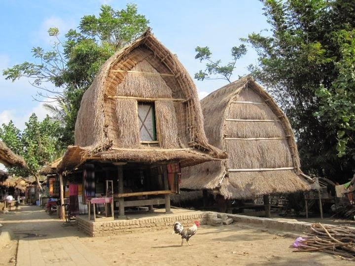 Traditional Sasak houses in a local village in North Lombok