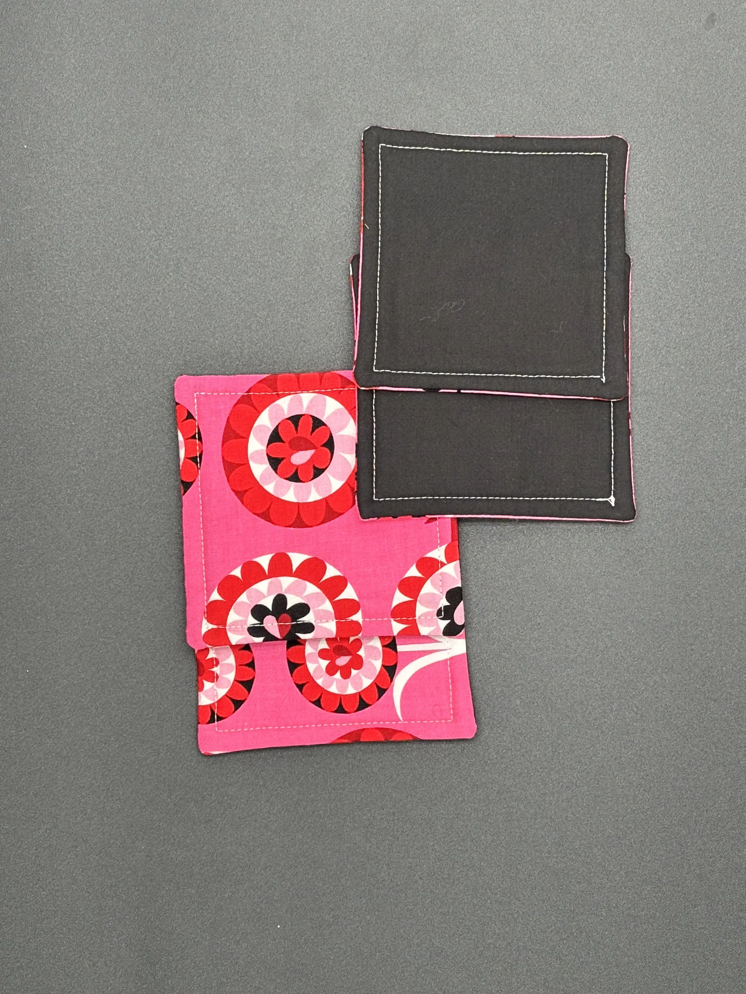 Vintage Pink Flowers Fabric Coasters