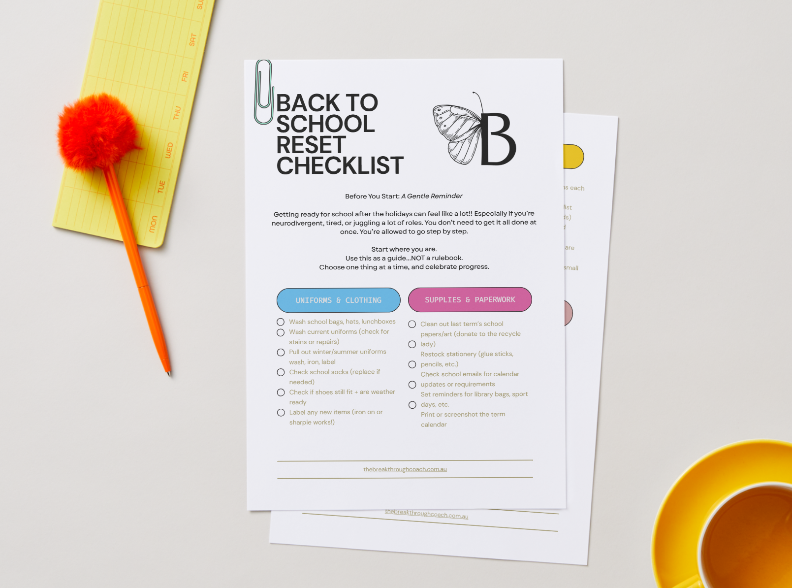 Back To School Checklist
