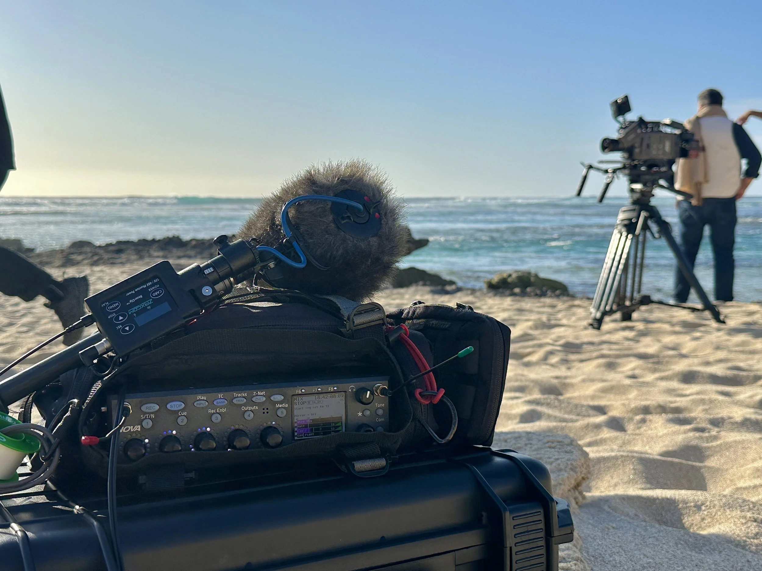 Isolated beach scene with the Zaxcom Nova and ZMT4