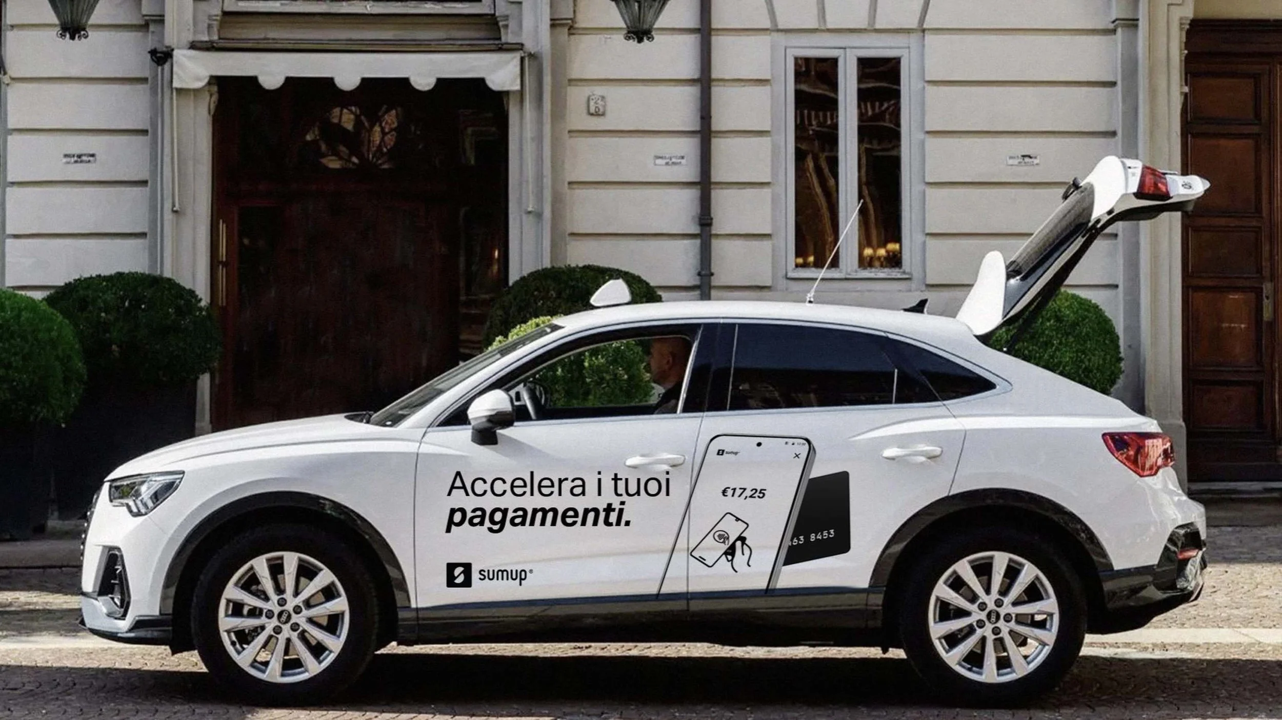 SumUp taxi placement for the campaign "Ogni numero conta"