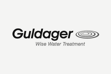 Guldager Wise Water Treatment logo with text and a water ripple graphic.