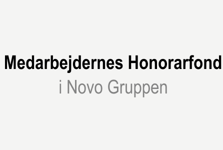 Text on a white background that reads "Medarbejdernes Honorar fond i Novo Gruppen".