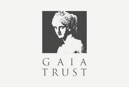 Logo with a stylized portrait of a woman and the text 'GAIA TRUST' underneath.