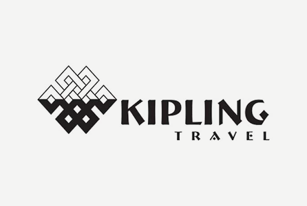 Kipling Travel logo with a stylized geometric mountain design and bold black text