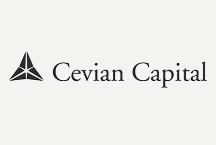 Cevian Capital logo with black abstract triangular symbol and company name in black text on white background.