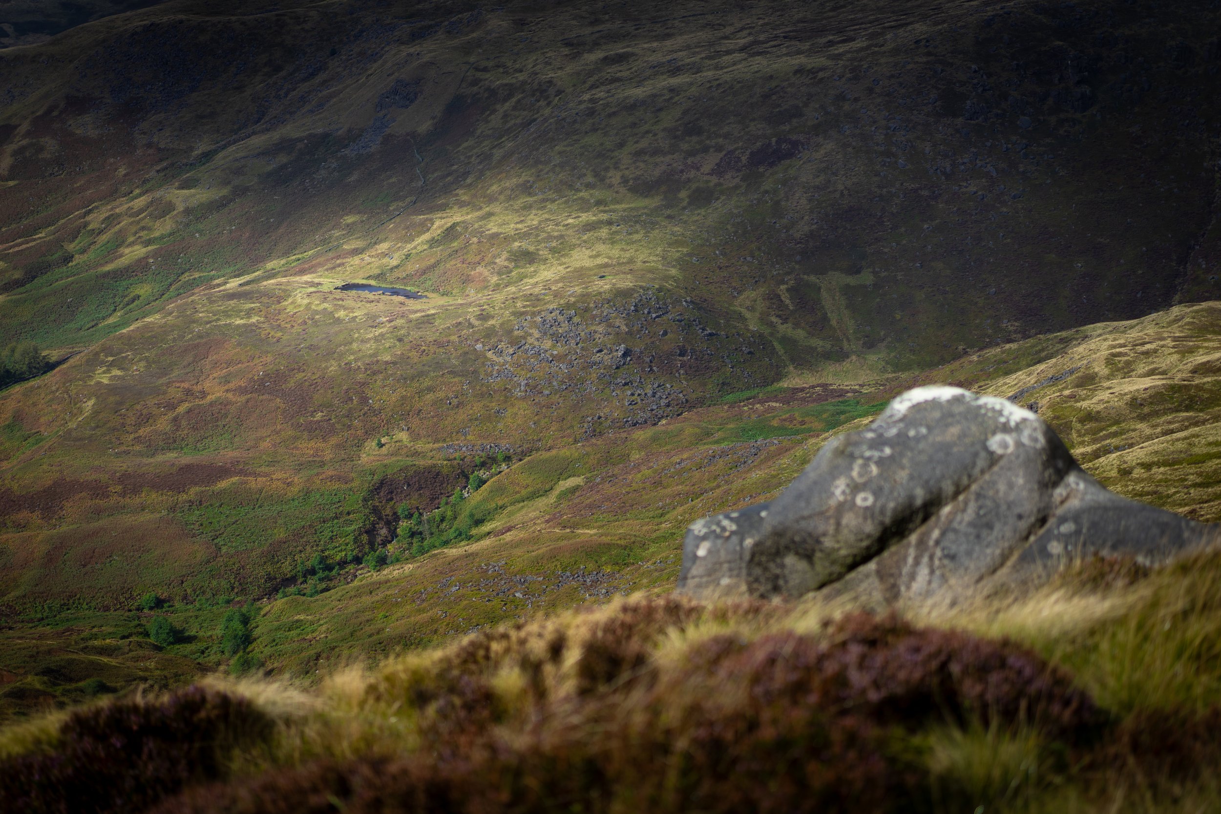 The mermaid's pool, a remote moorland tarn said to be inhabited by a beautiful water nymph. Kinder Scout, Derbyshire.