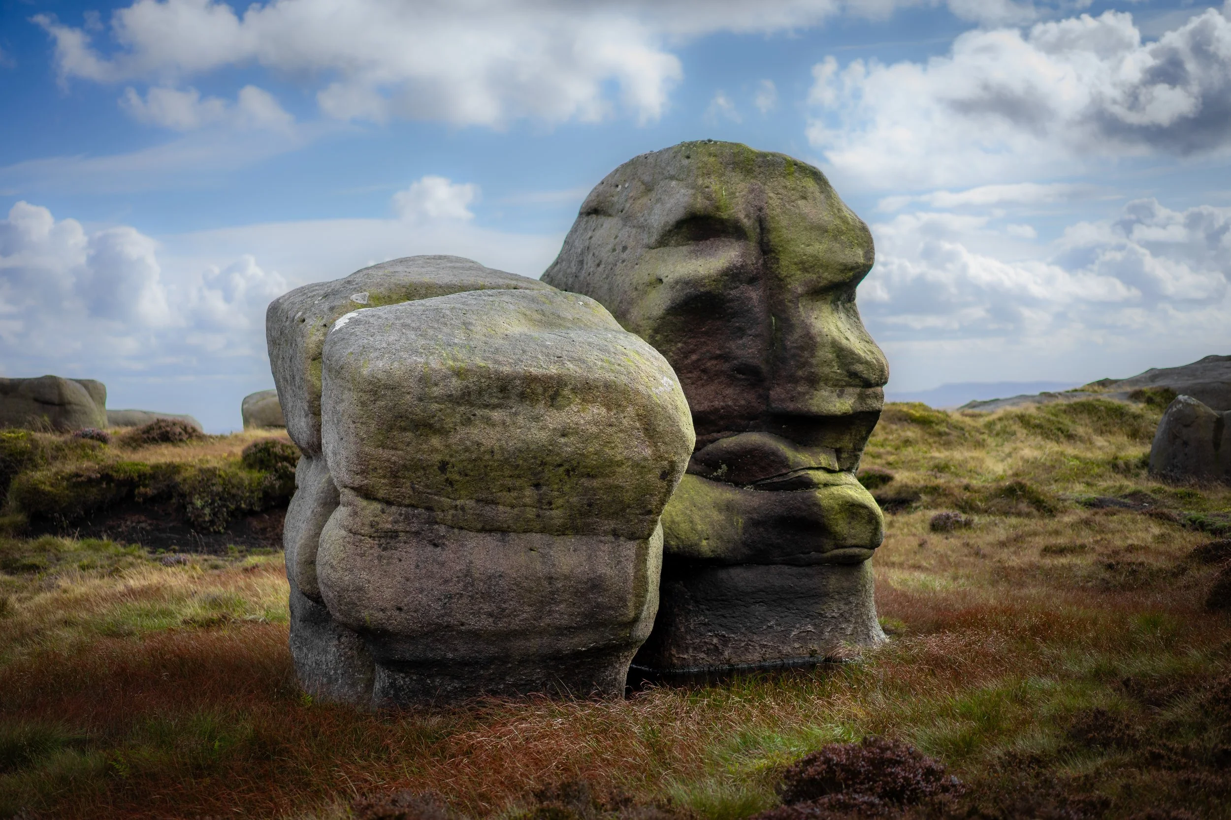Face stone. Woolpacks, Kinder Scout, Derbyshire.