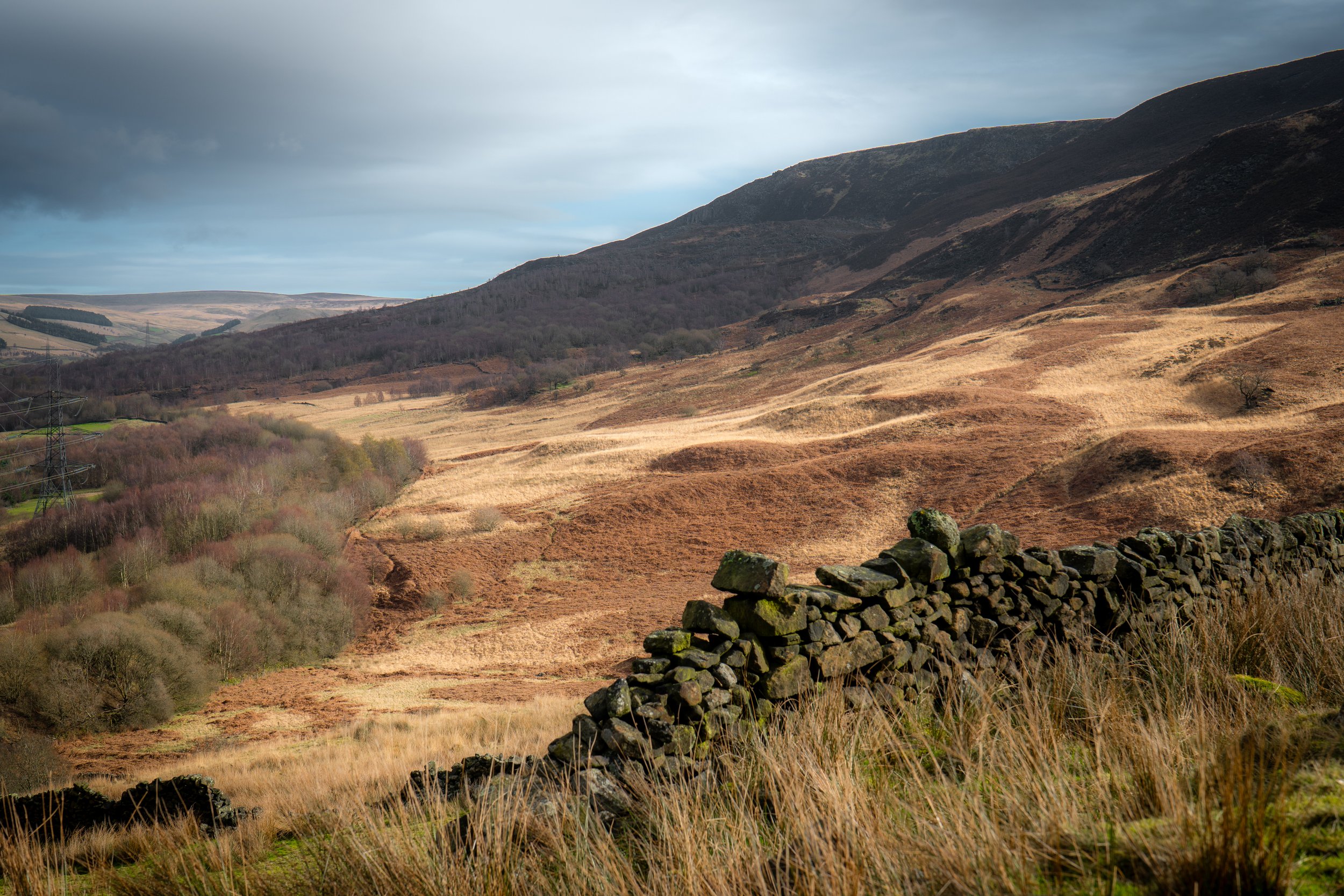 The remote north face of Bleaklow in the haunted Longendale Valley, tramped by the ghosts of Roman soldiers, and epicentre of the mysterious Longendale Lights. Derbyshire.