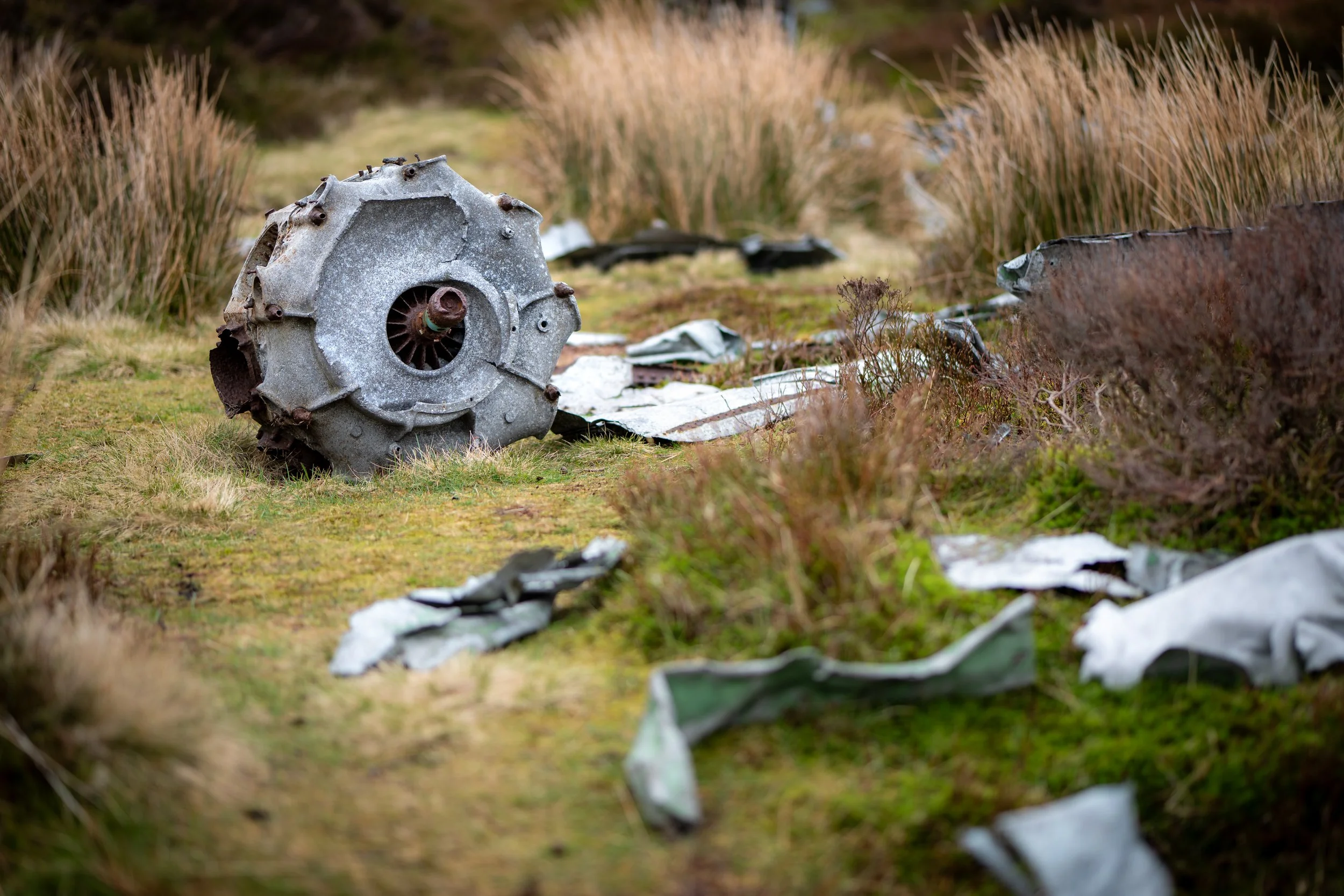 The 1939 crash site of RAF Bristol Blenheim Mk. I L1476, Sykes Moor, Bleaklow, Derbyshire.