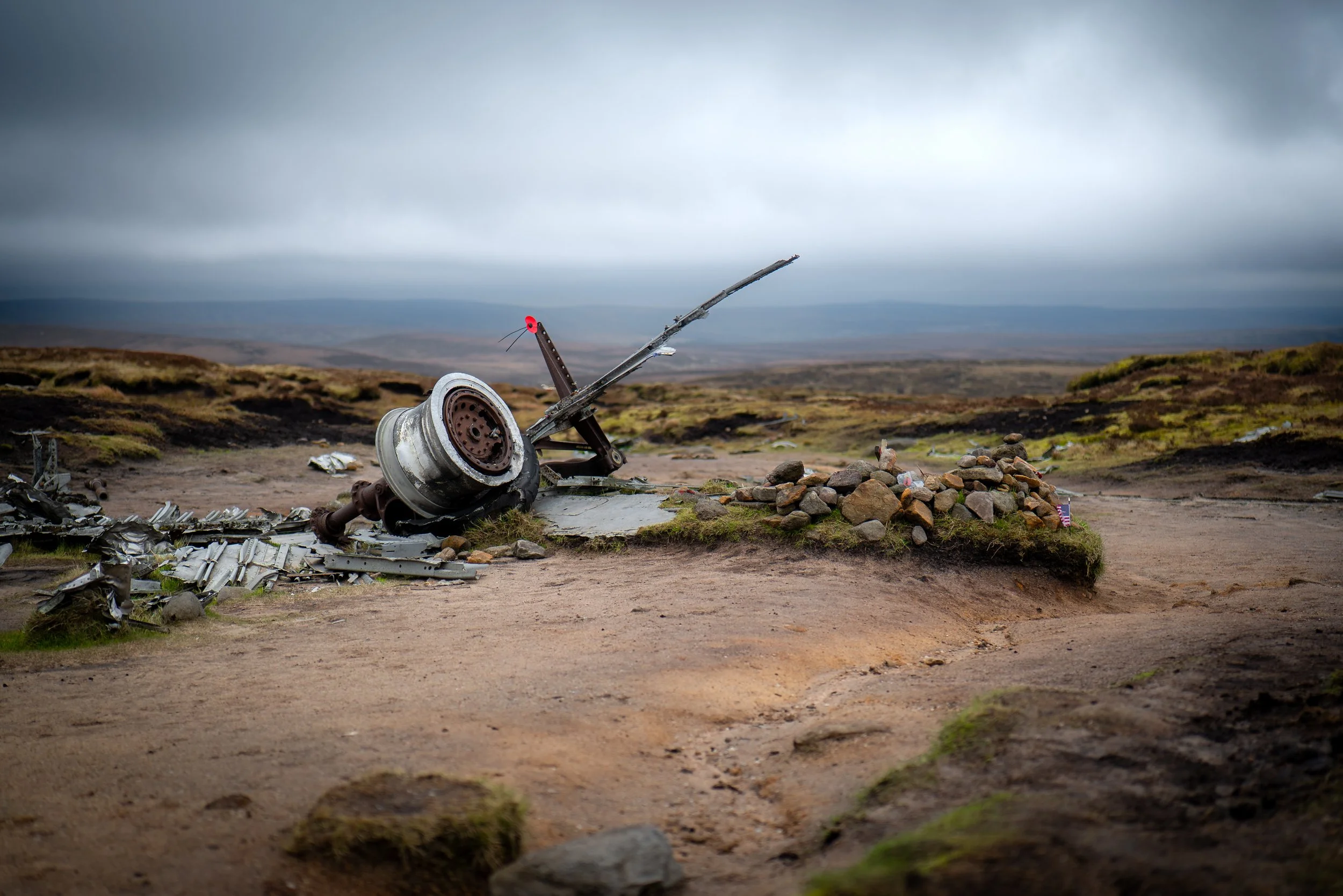 The 1948 crash site of USAF Boeing RB-29A Superfortress Over Exposed, Higher Shelf Stones, Bleaklow, Derbyshire.