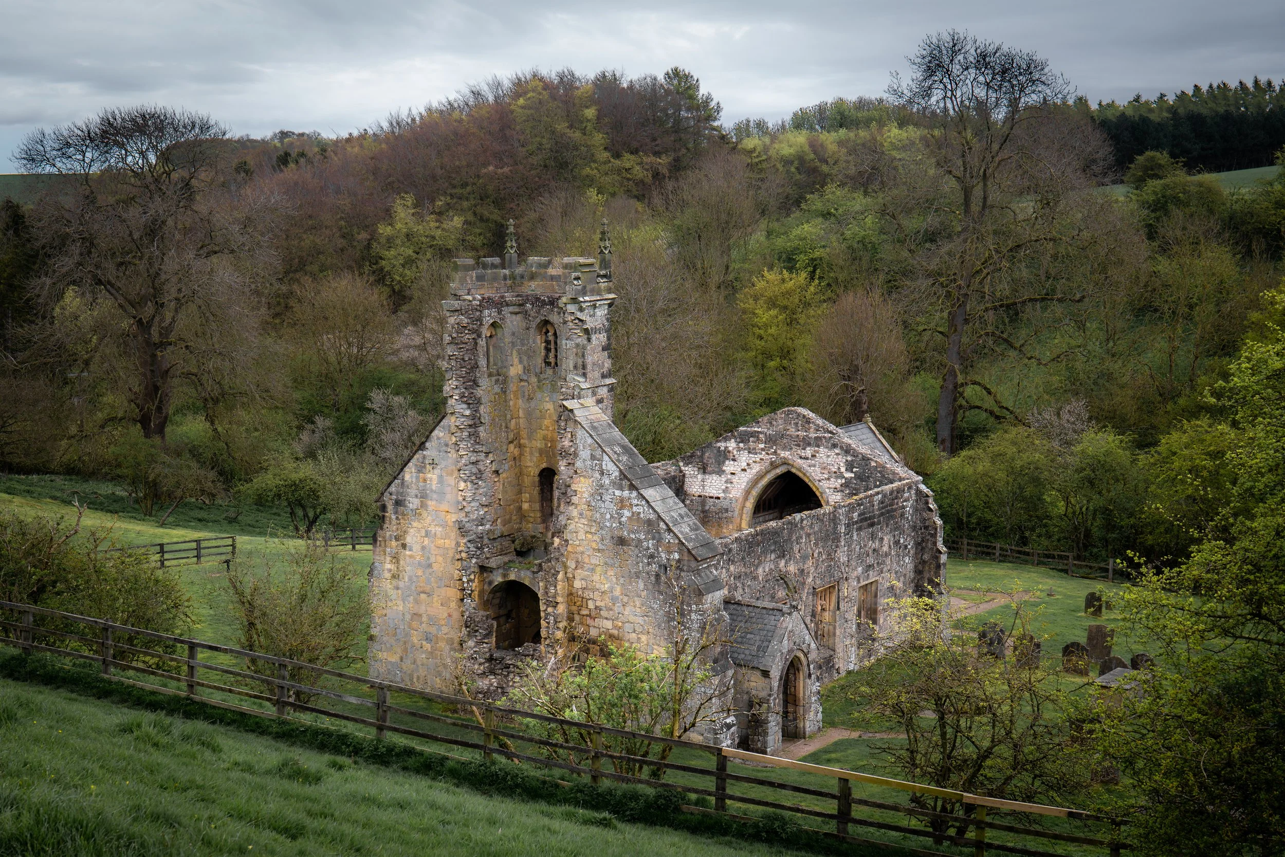 The deserted medieval village of Wharram Percy, abandones at some point in the 1400s. East Riding, Yorkshire.