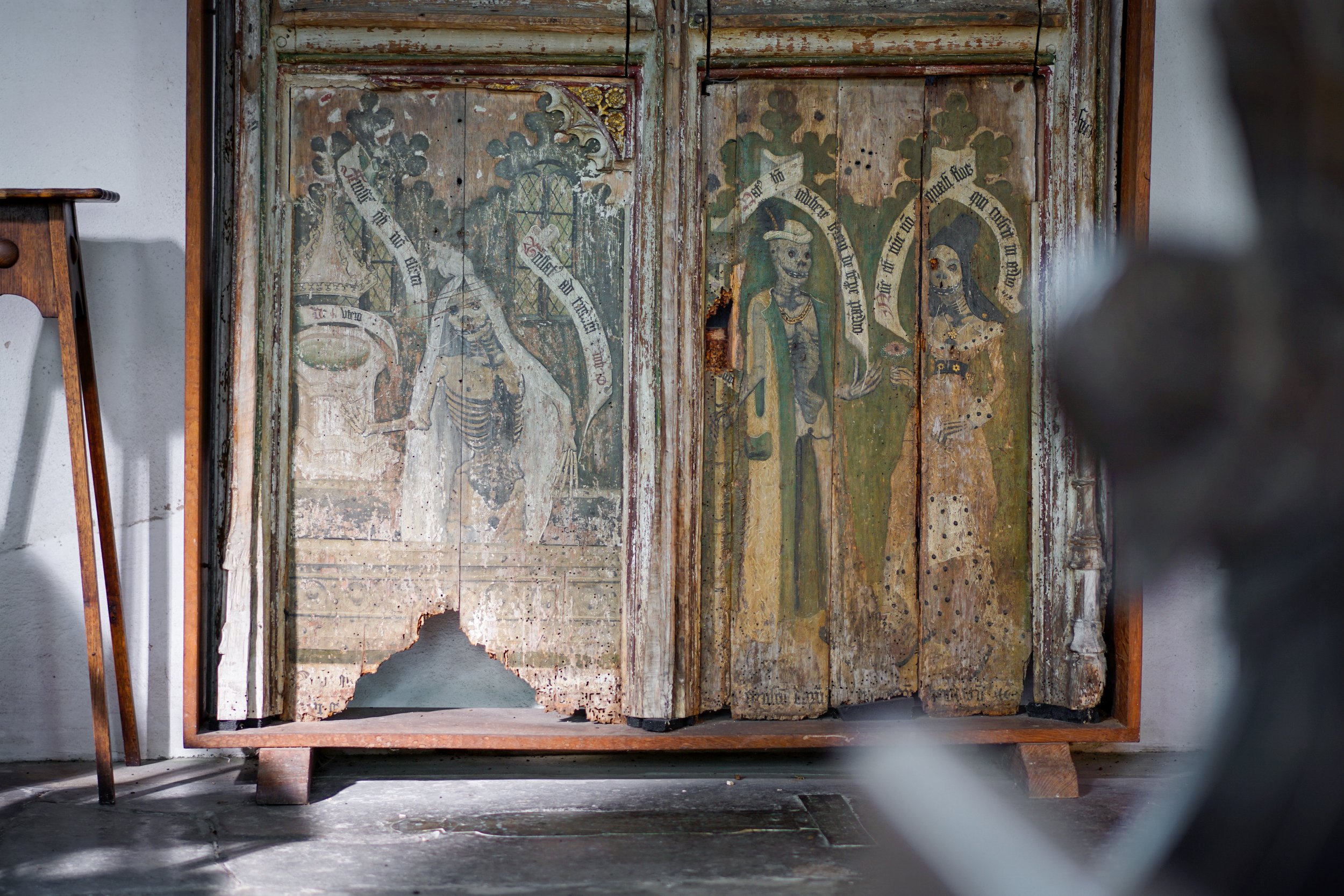 Sparham corpse panels. St Mary, Sparham, Norfolk.