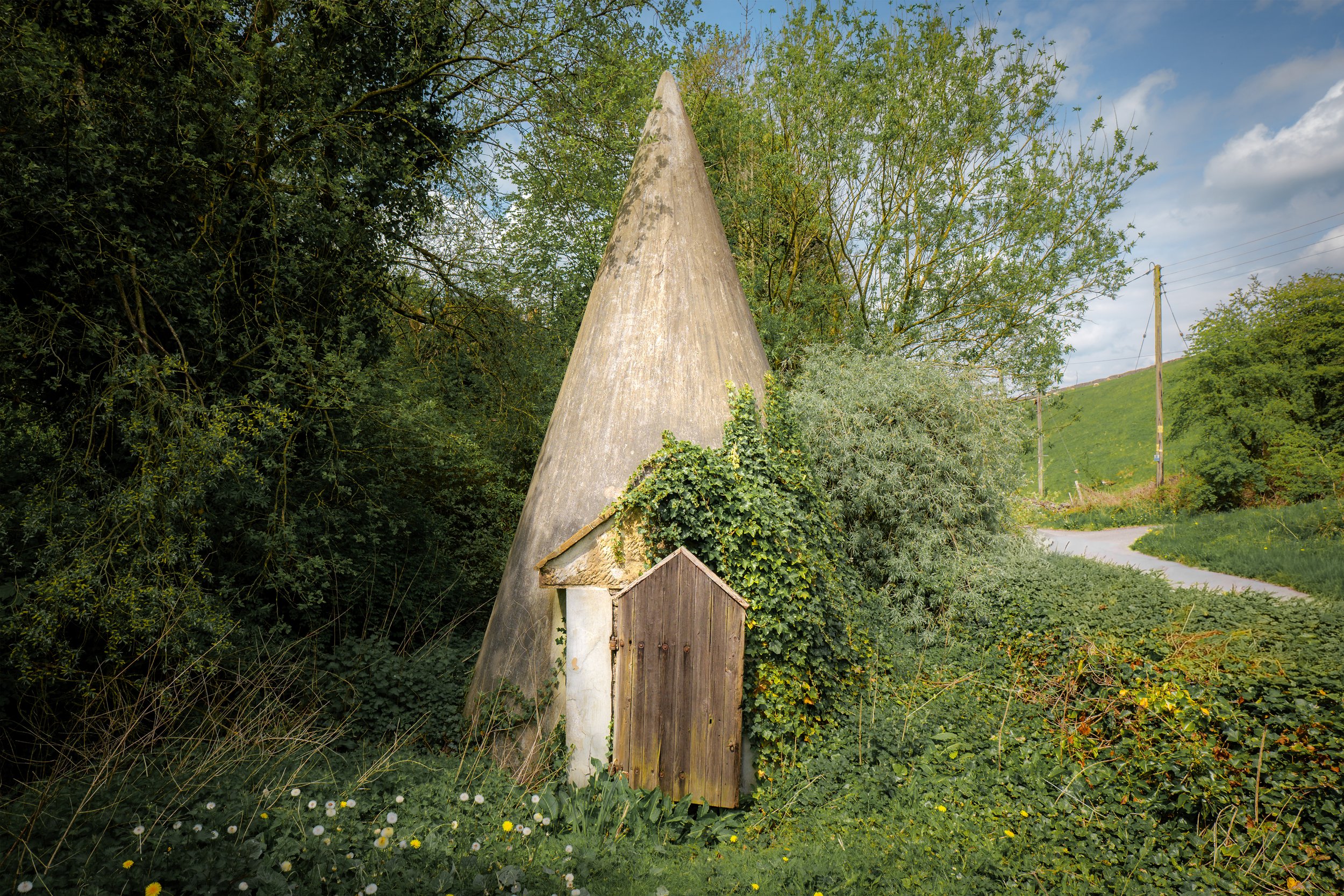 The conical well in Tideswell, known affectionately to villagers as the Witch's Hat. Derbyshire.