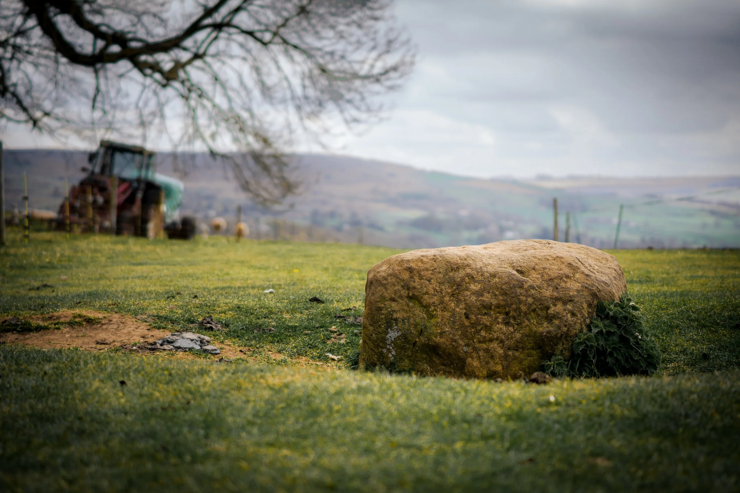 Plague stone marking the boundary of the infected village. Eyam, Derbyshire.