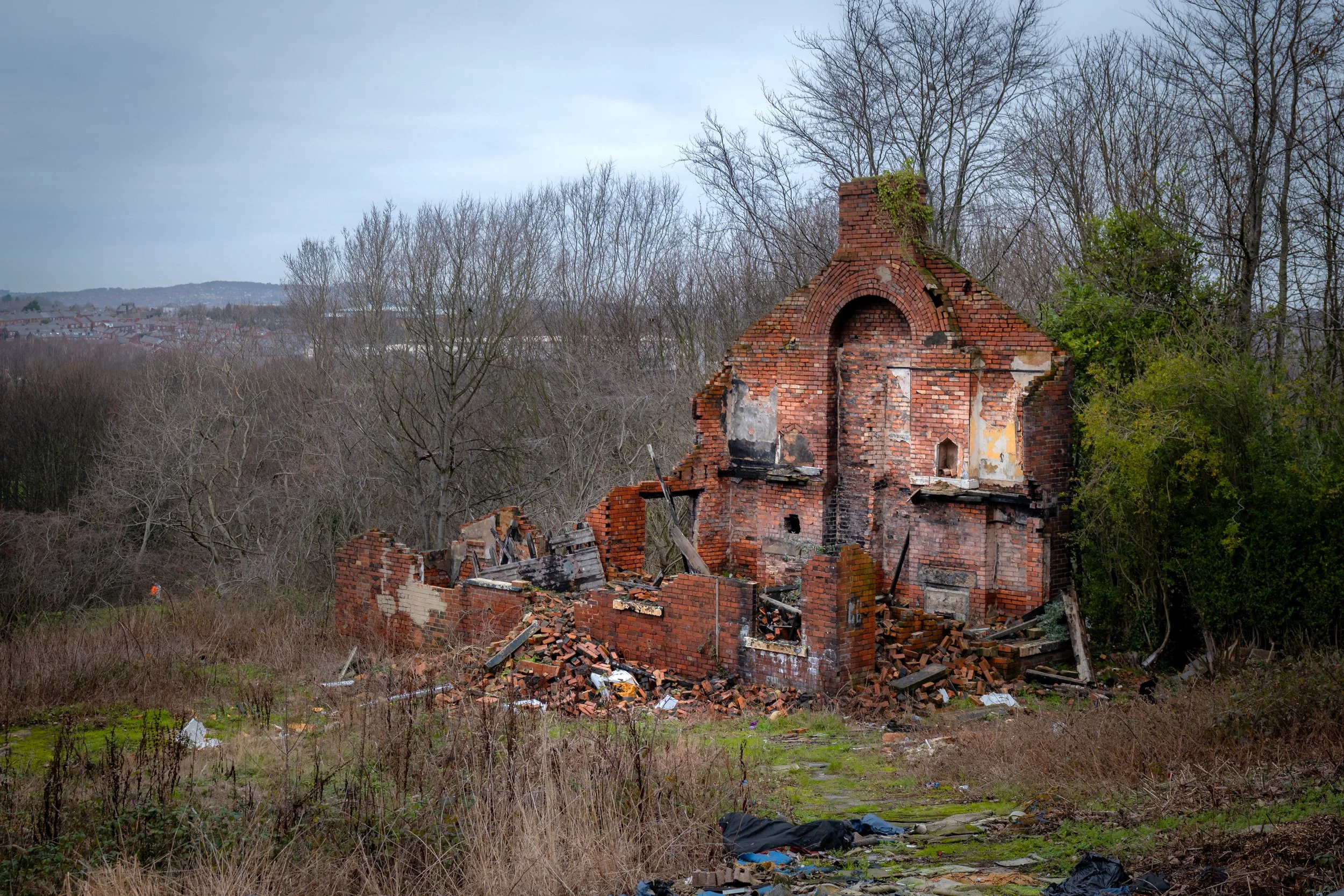 The remains of Vernon House, site of a brutal murder and dismemberment in 2001. Kendray, Barnsley, South Yorkshire.
