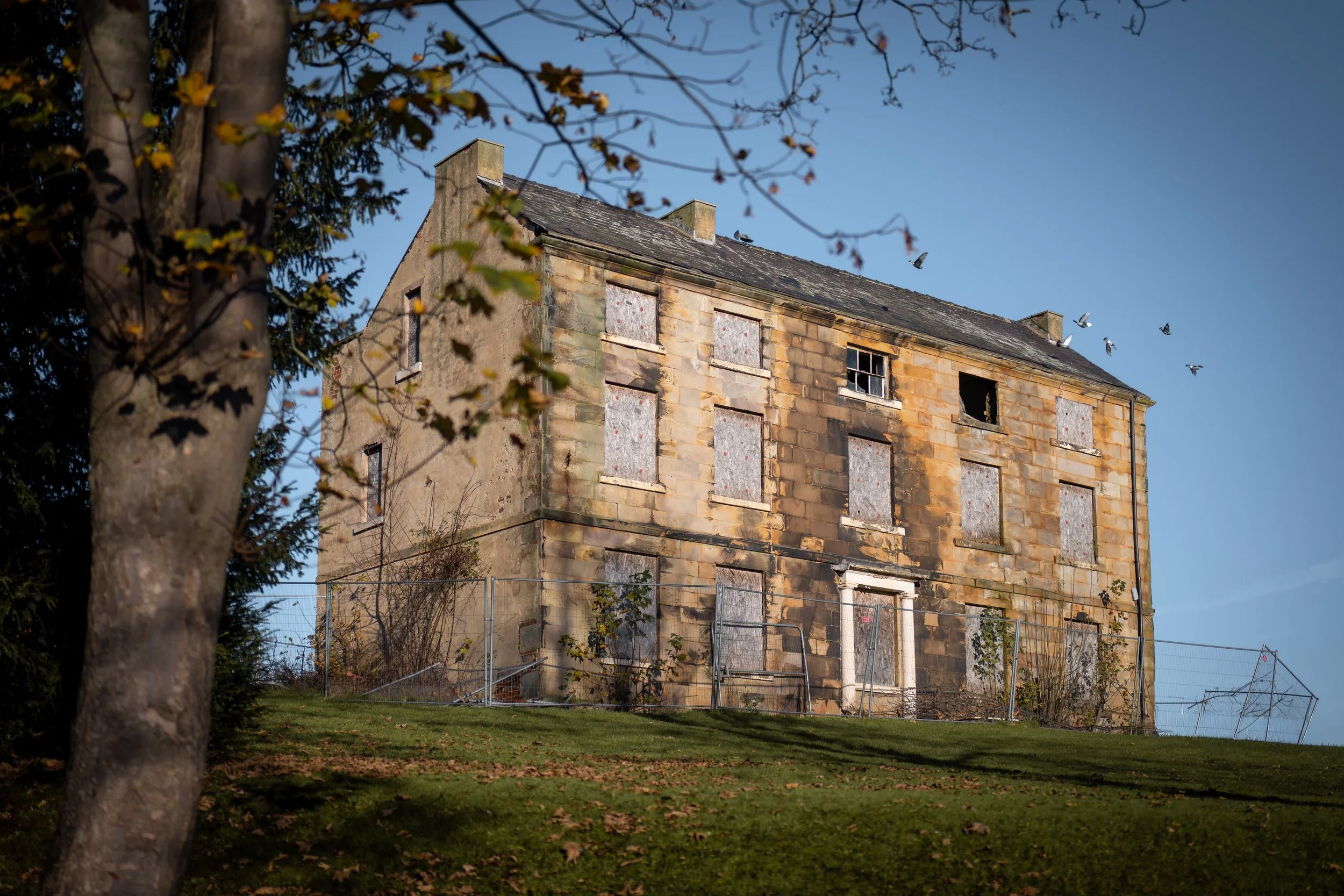 Goddard Hall, a ruined workhouse and children's home in the somewhat unlikely setting of Northern General Hospital. Sheffield, South Yorkshire. 