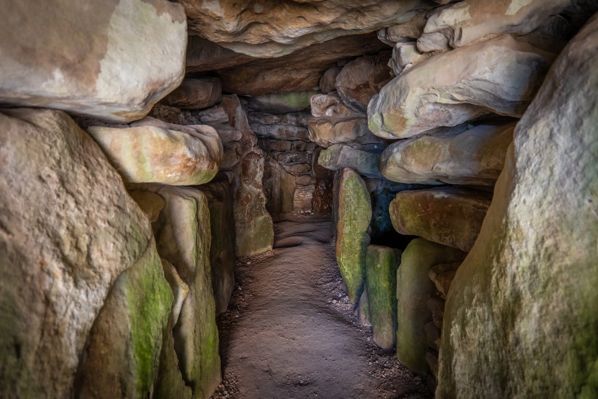 Inside West Kennet Long Barrow. Avebury, Wiltshire.