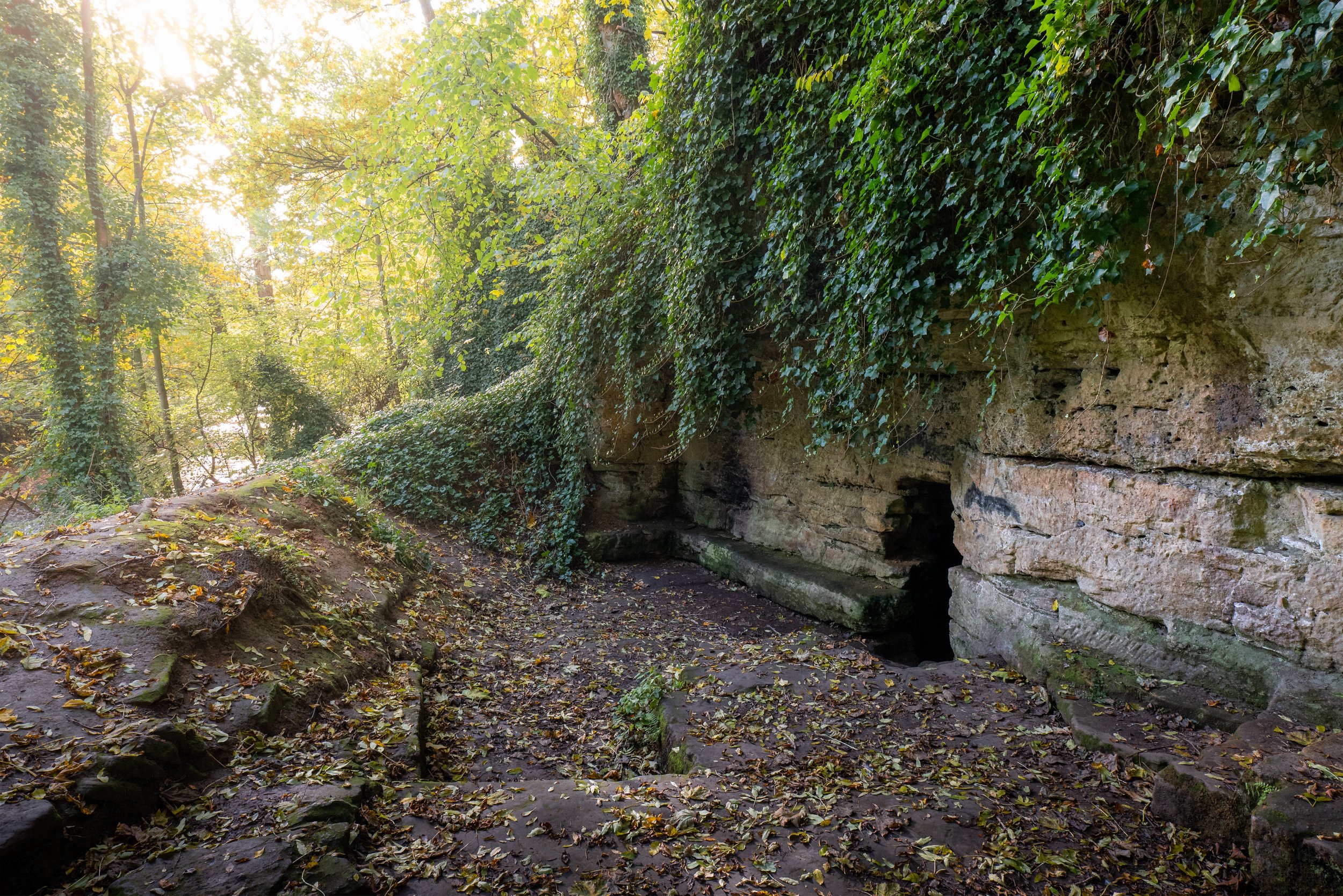 St Robert's Cave, a limestome hermitage once inhabited by York-born miracle healer Robert Flower. Knaresborough, North Yorkshire.