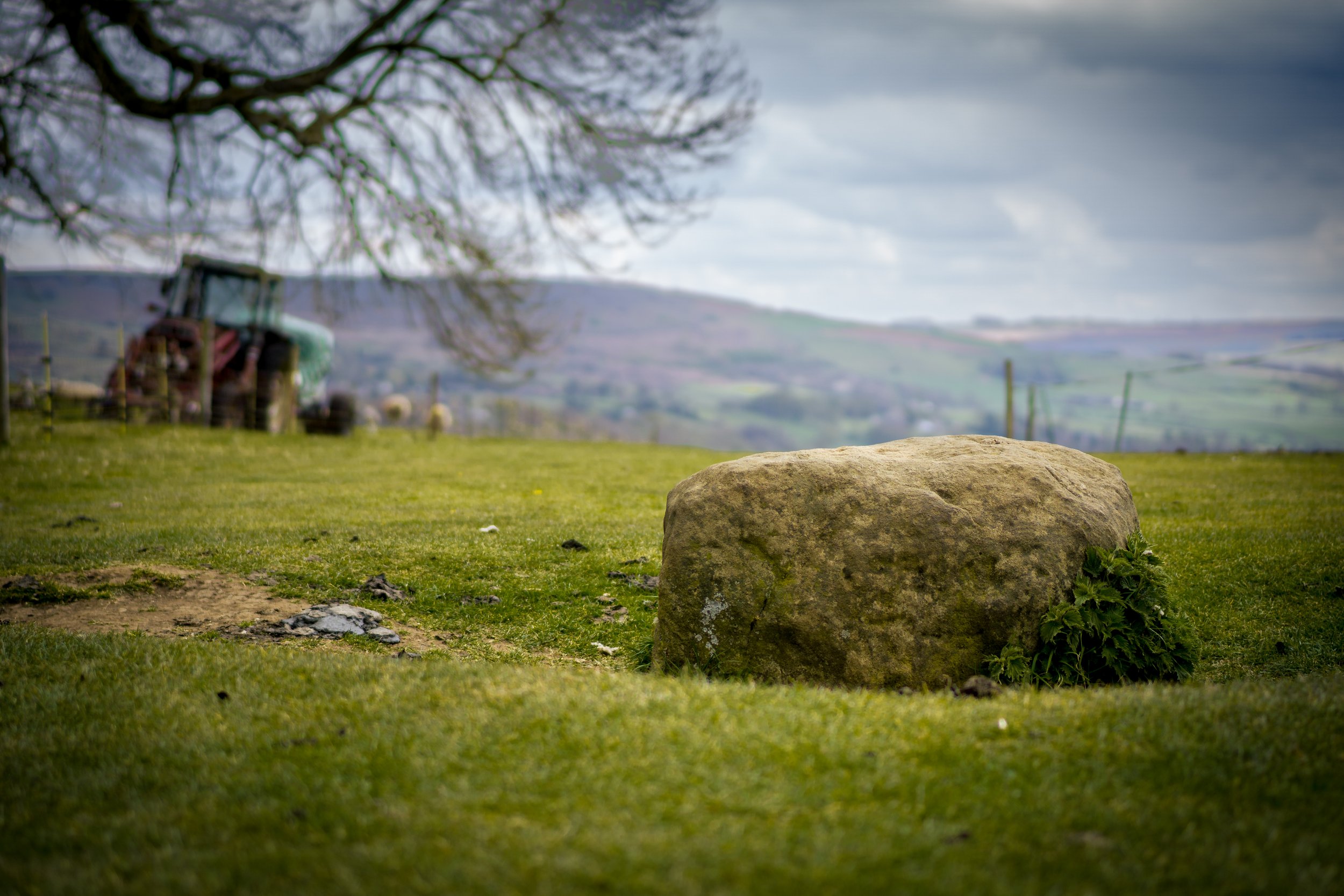 Plague stone marking the boundary of the infected village. Eyam, Derbyshire.